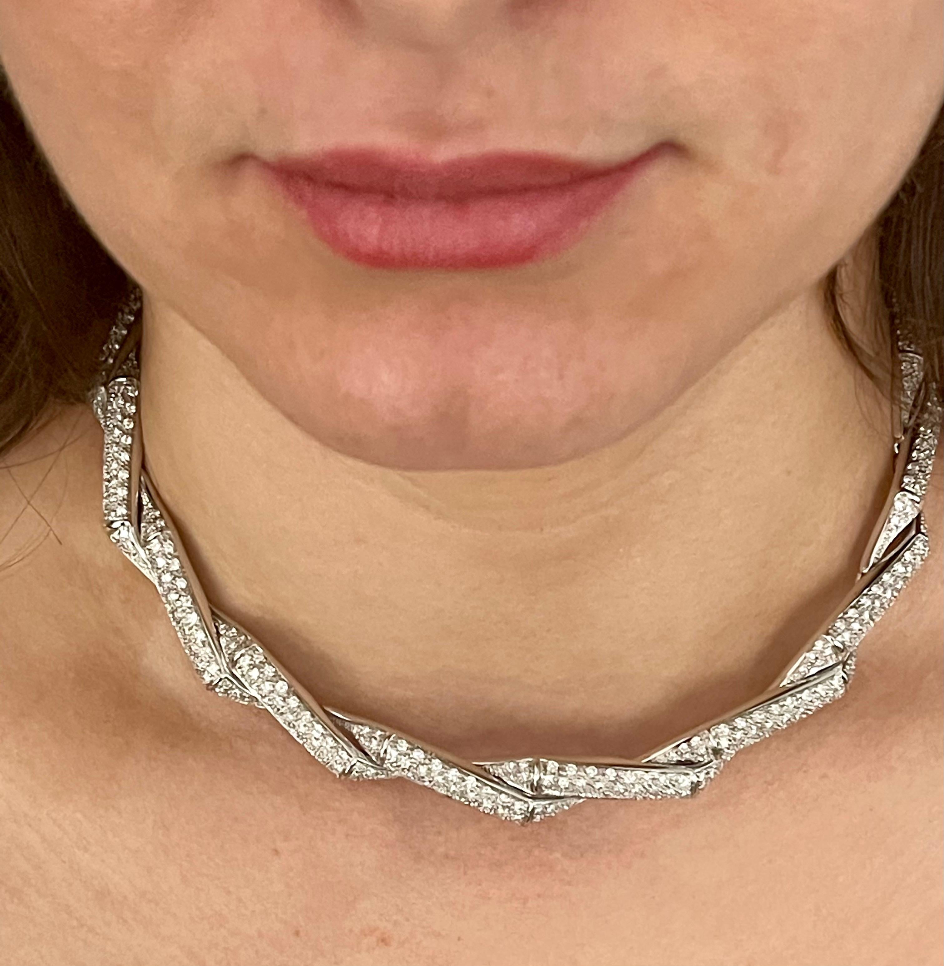 16 Carat Diamond Necklace 18 Karat White Gold Bridal Designer Salvini Estate For Sale 3