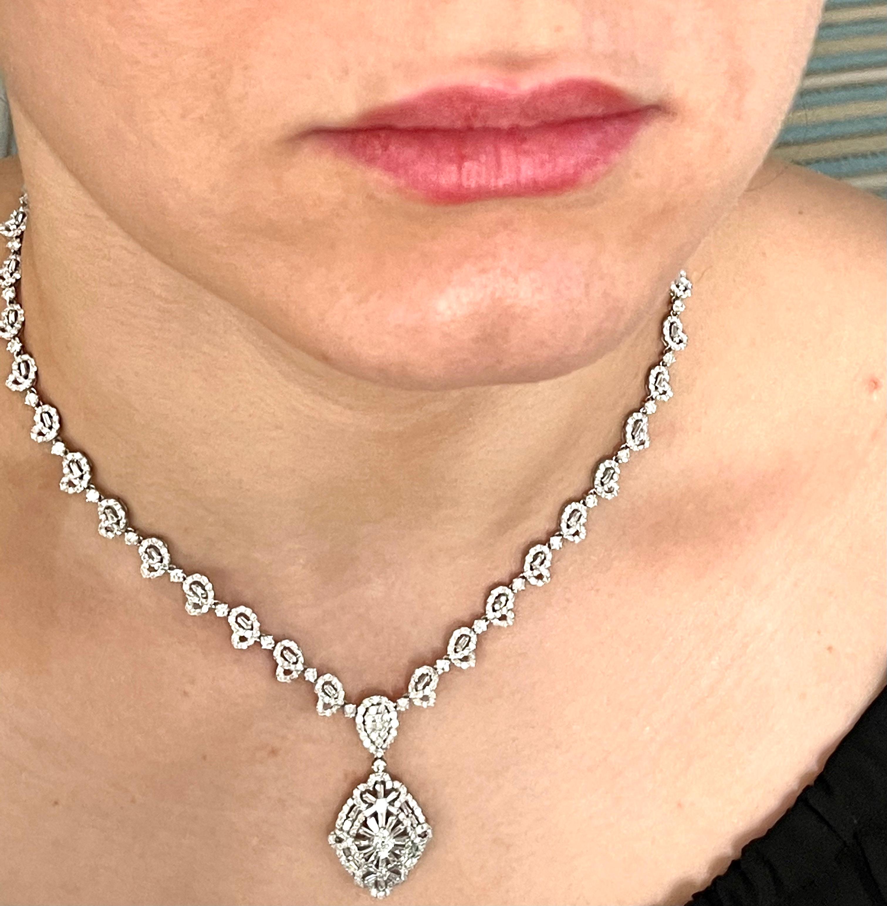 11.4 Carat Diamond Necklace in 18 Karat White Gold Bridal Brand New 4