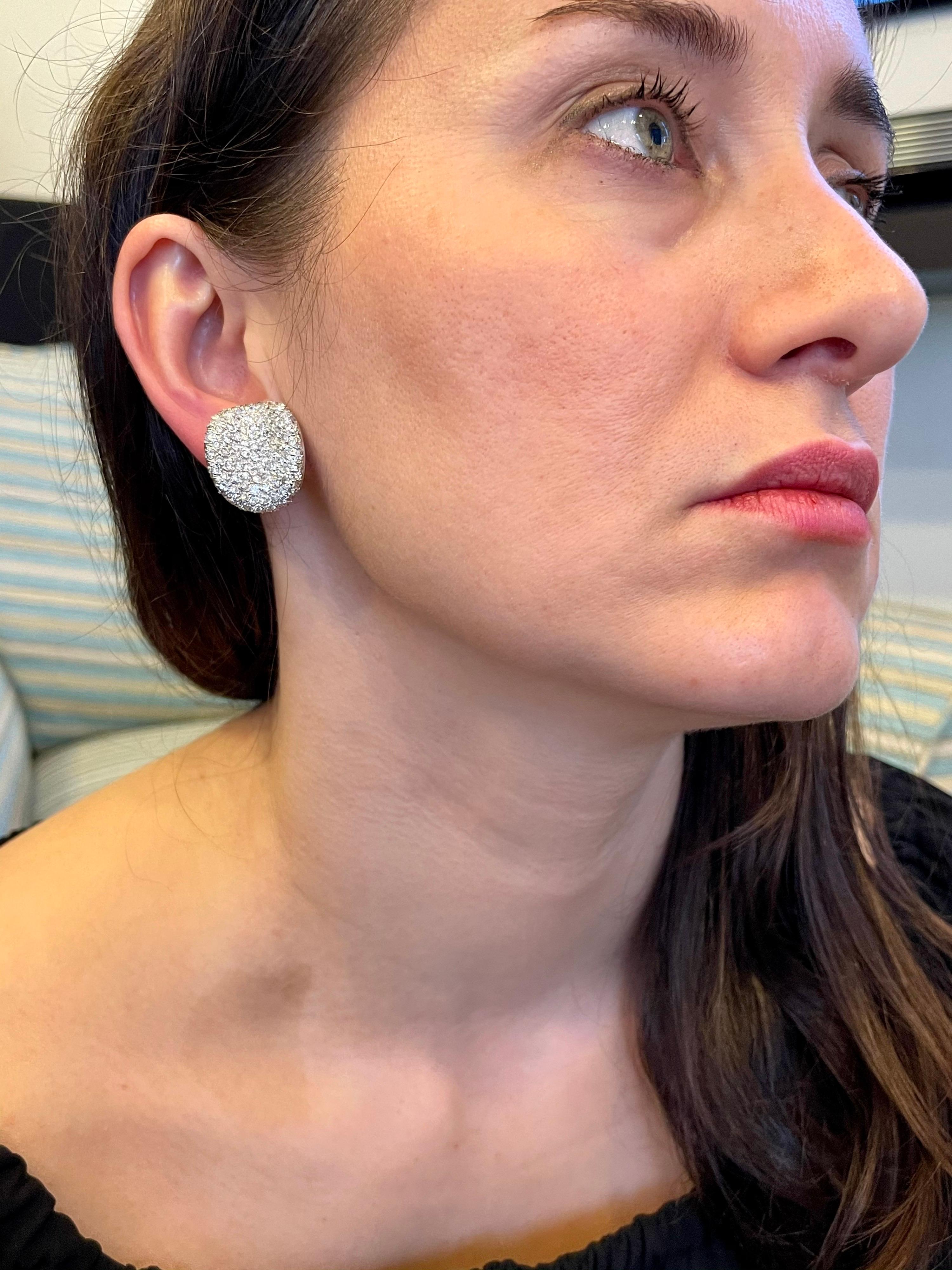 10 Carat Diamond Cocktail Stud Earrings Women in 18 Karat White Gold 23 Grams 8
