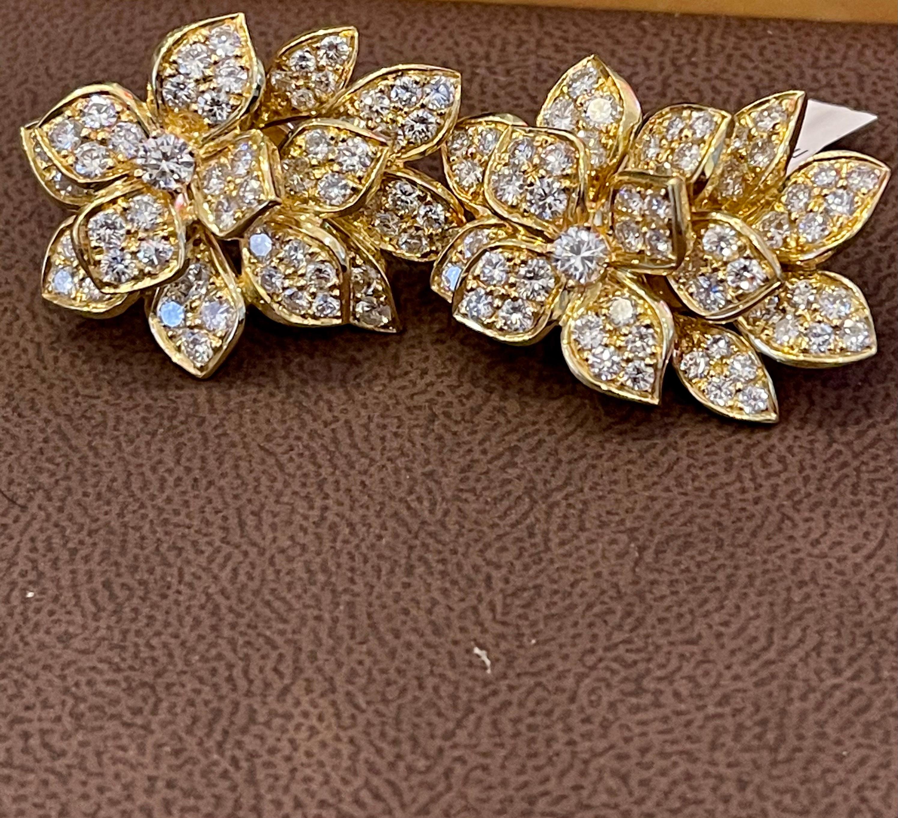 Clips d'oreilles en or 18 carats pour femmes avec diamants de 12,5 carats de qualité VS, 27 grammes en vente 6