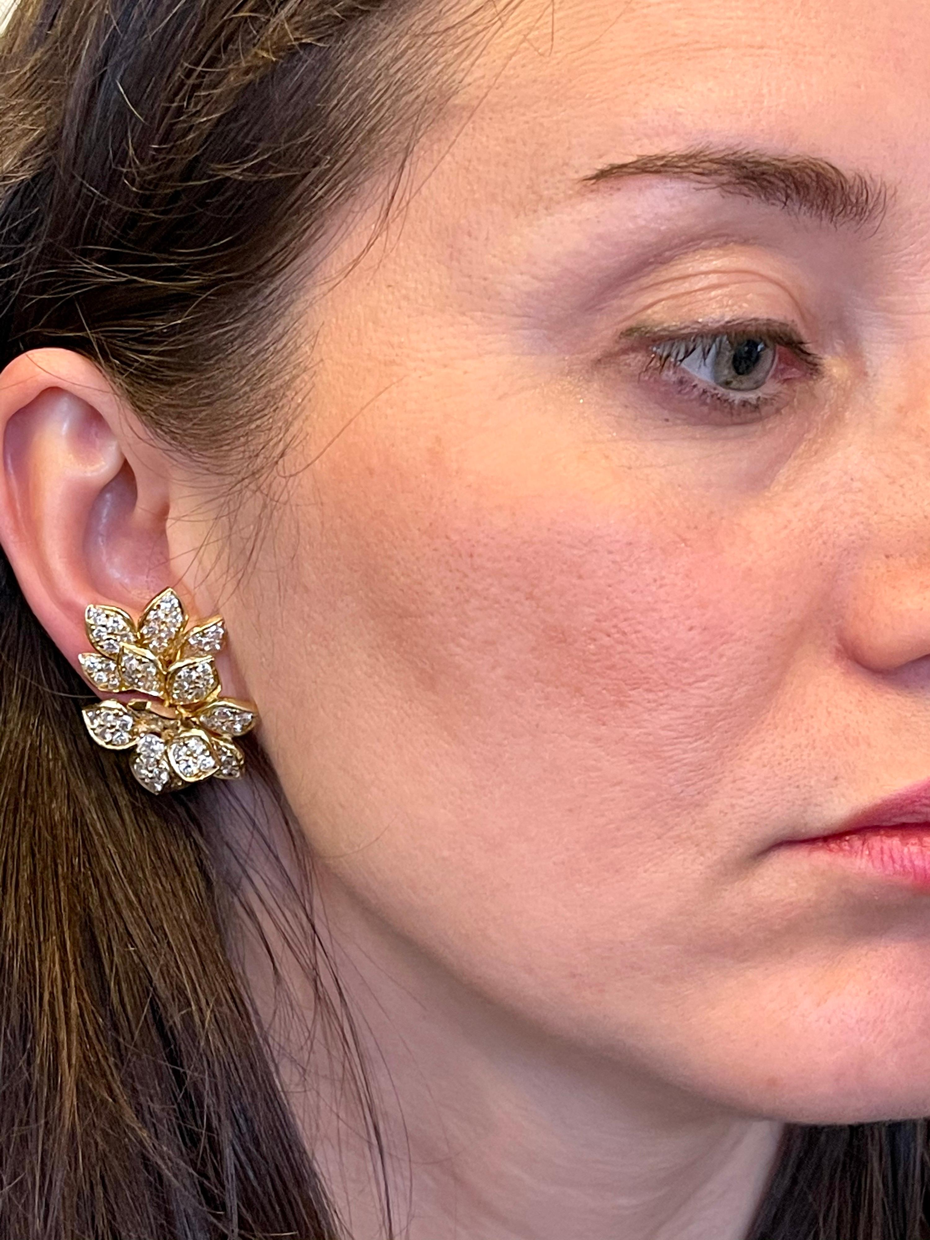 Clips d'oreilles en or 18 carats pour femmes avec diamants de 12,5 carats de qualité VS, 27 grammes en vente 13