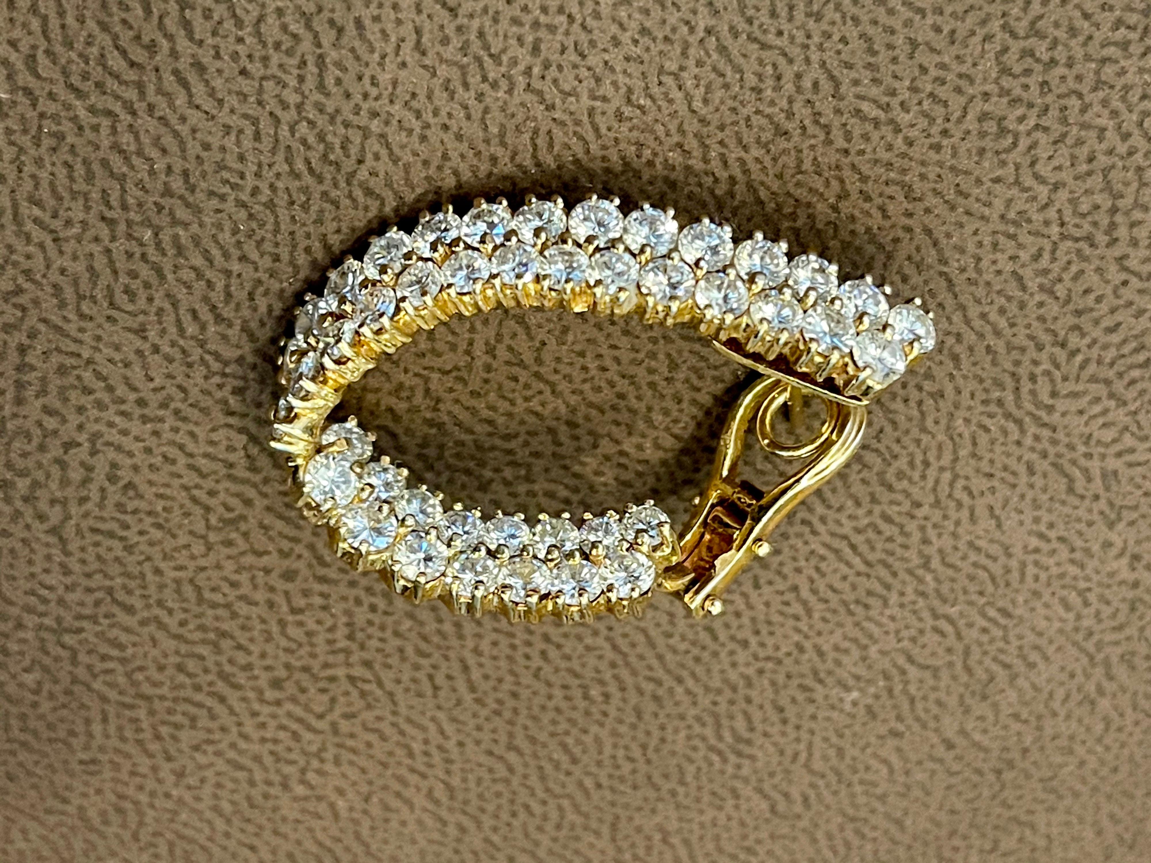 10 Carat Diamond VS Quality Hoop Earrings Women in 18 Karat Yellow Gold 18 Grams For Sale 5