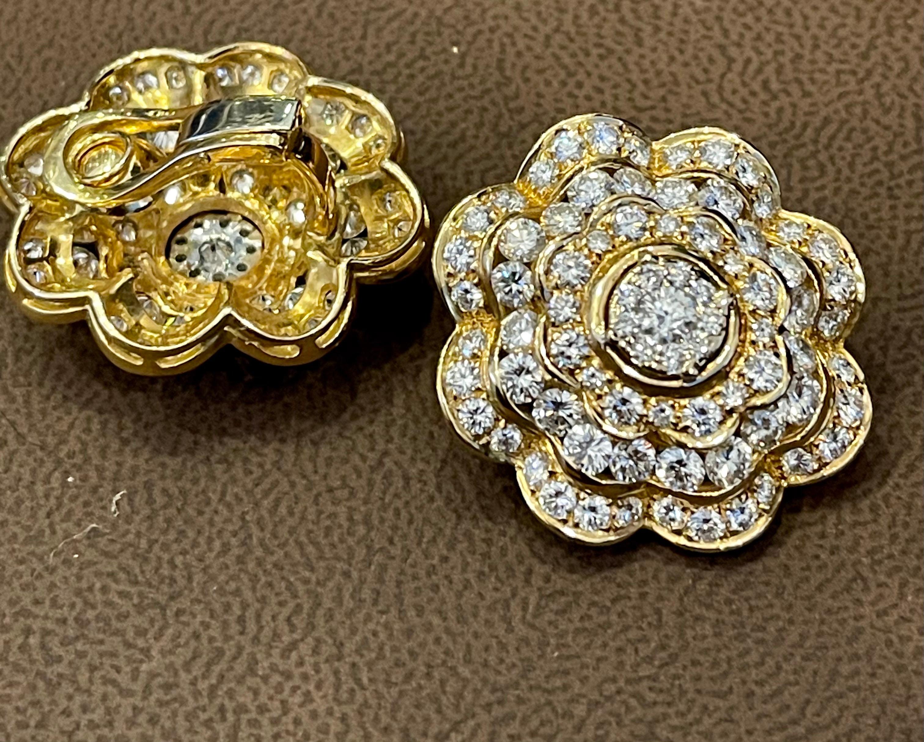 11.5 Carat Diamonds VS/E Flower Cocktail Earring 18 Karat Yellow Gold Estate 9