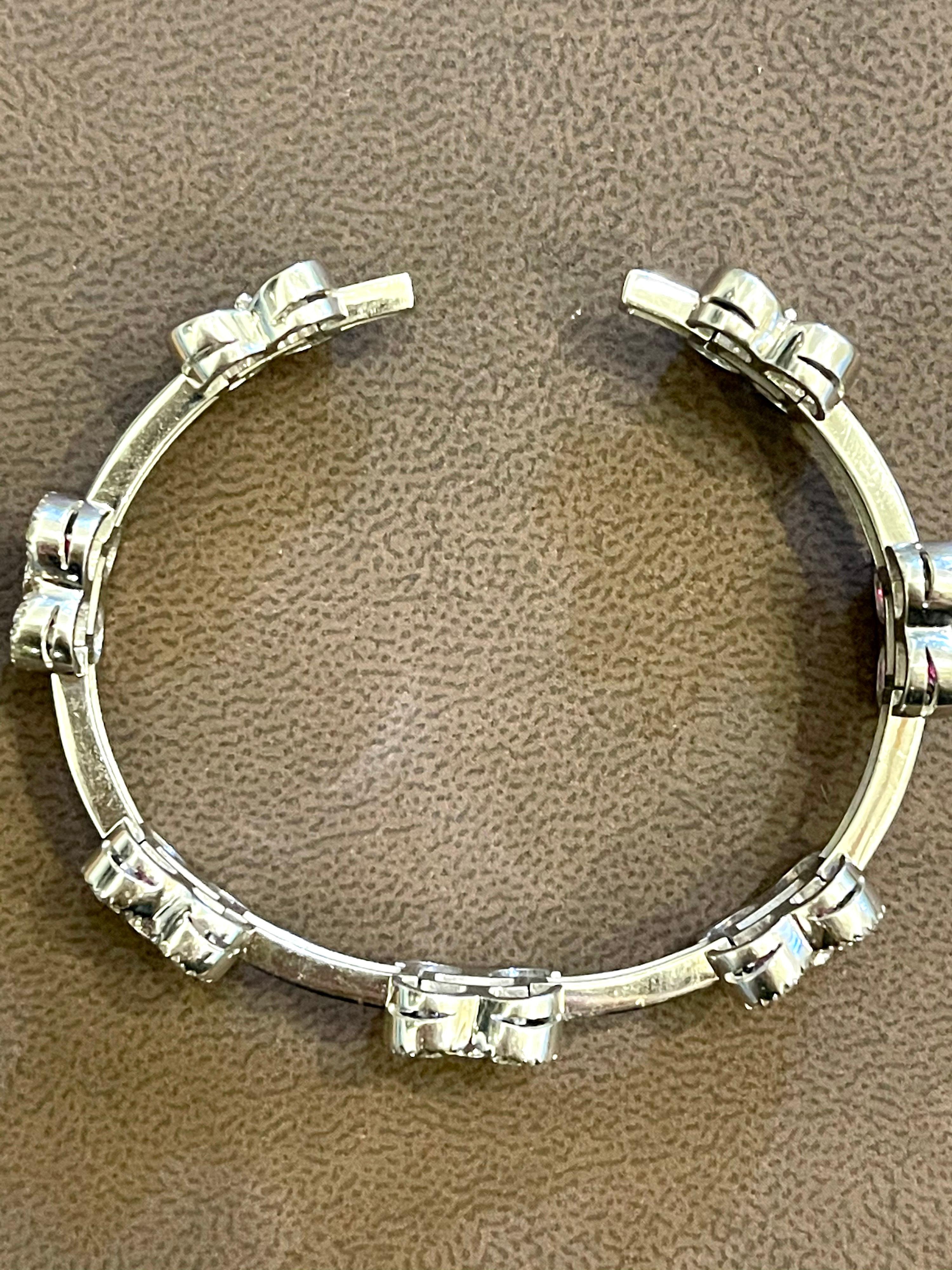 Bracelet manchette en or blanc 18 carats avec rubis, diamants et 37 grammes en vente 6