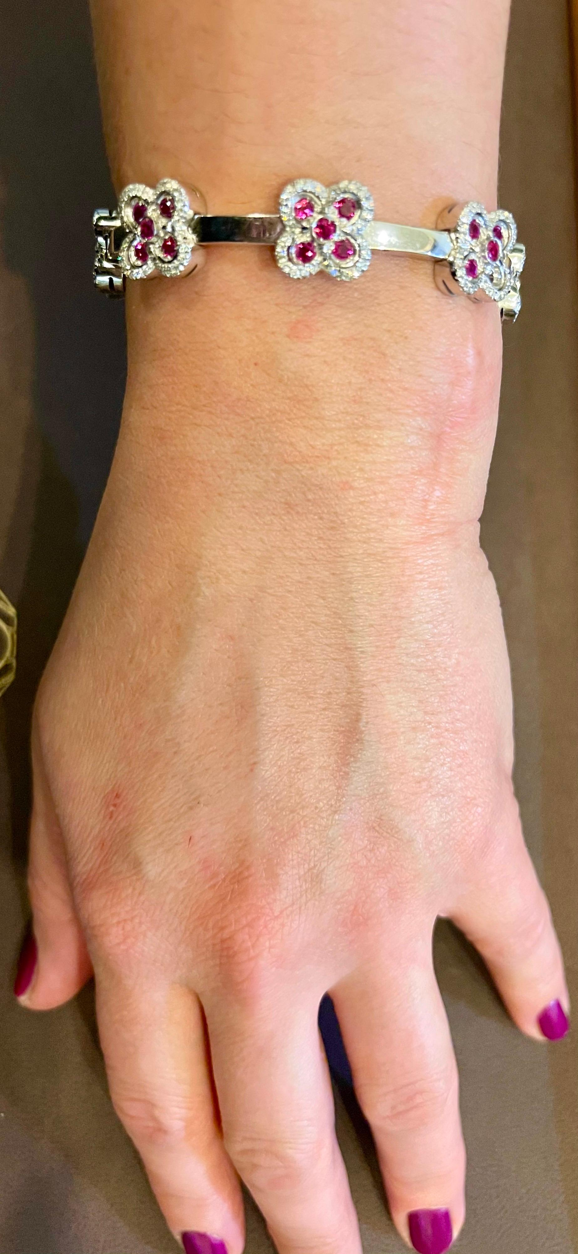 Bracciale con rubini, diamanti e oro 37 grammi in oro bianco 18 carati in vendita 8