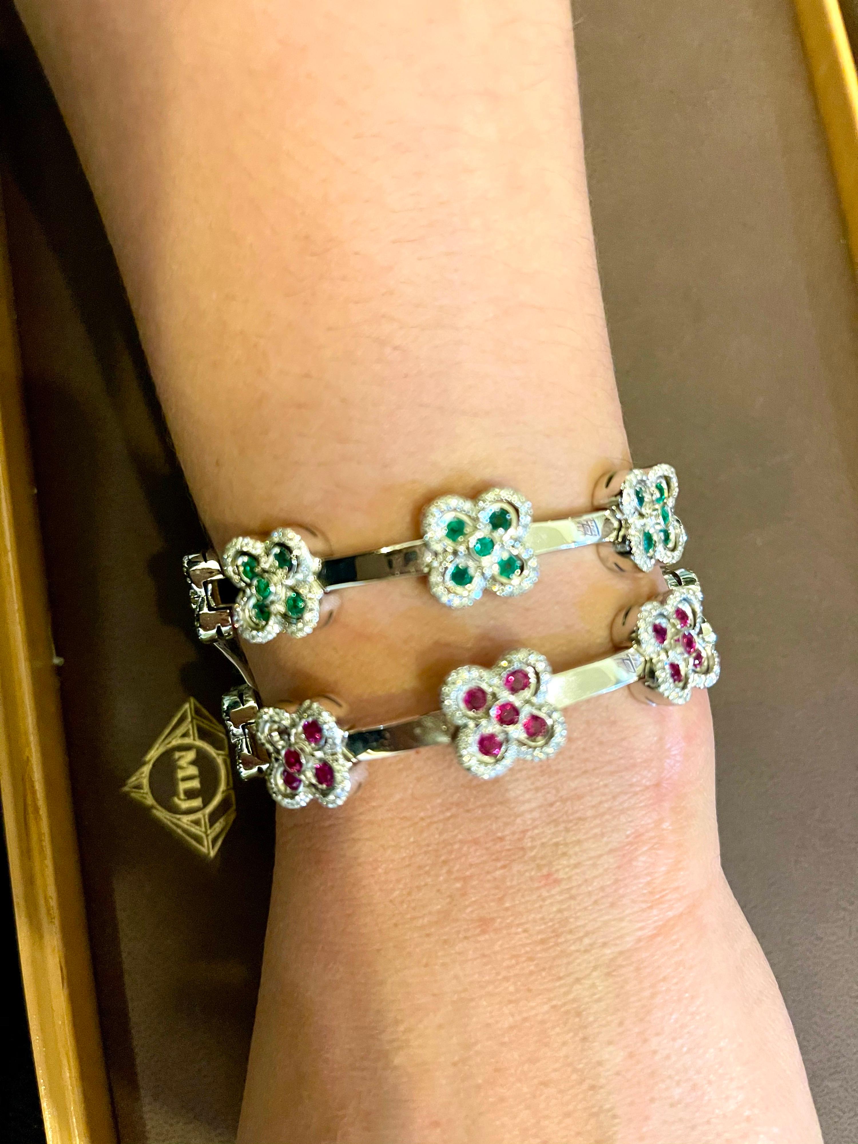 Bracciale con rubini, diamanti e oro 37 grammi in oro bianco 18 carati in vendita 10