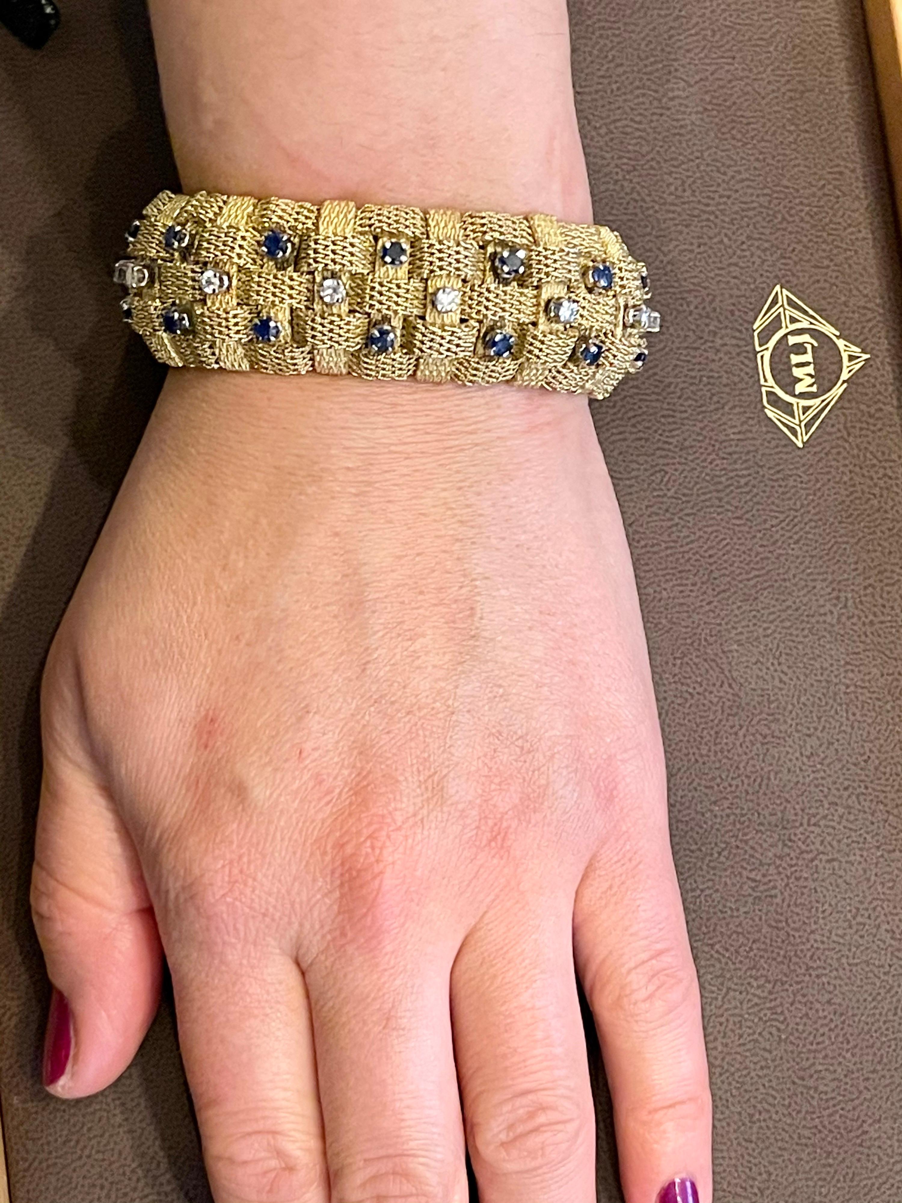 3 Carat Sapphire and 2 Carat Diamond Bracelet in 18 Karat Yellow Gold 116 Gm For Sale 9