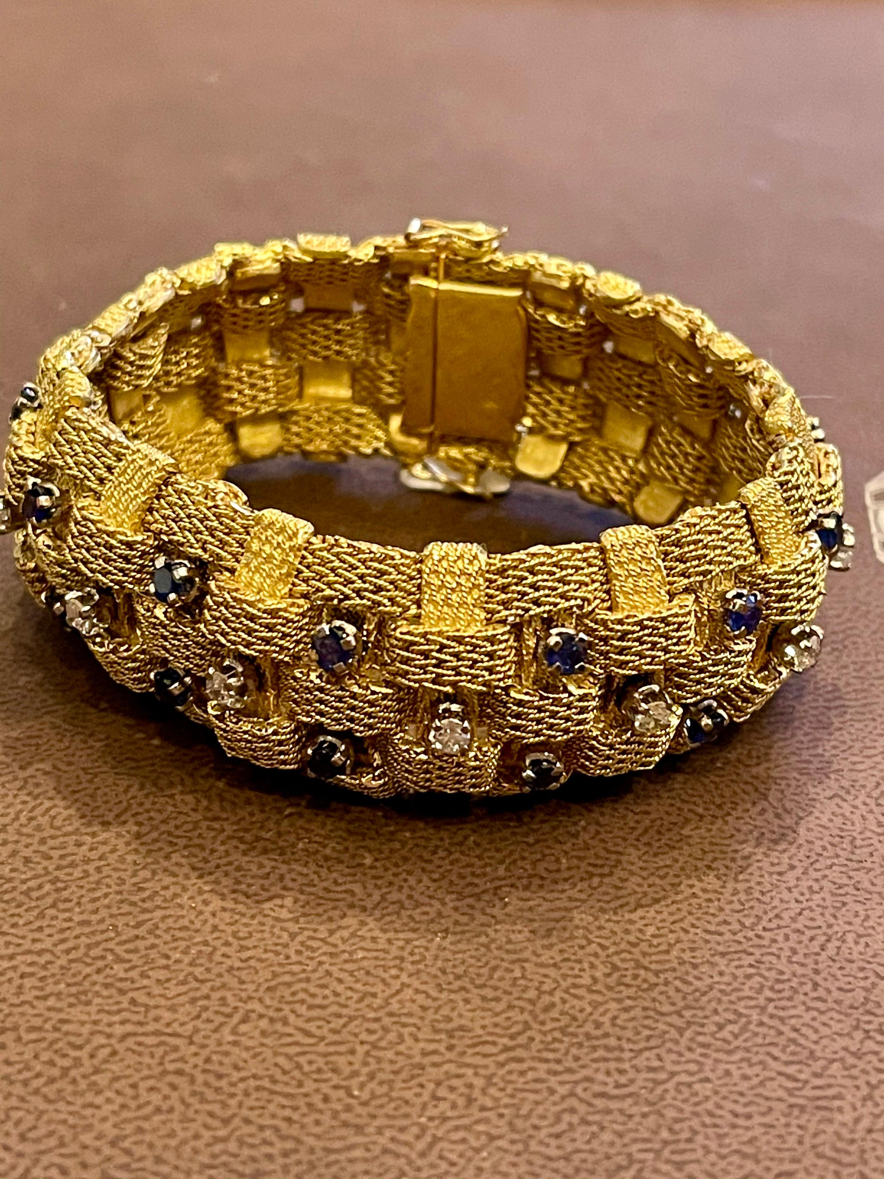 3 Karat Saphir und 2 Karat Diamant-Armband aus 18 Karat Gelbgold 116 Gm im Angebot 12