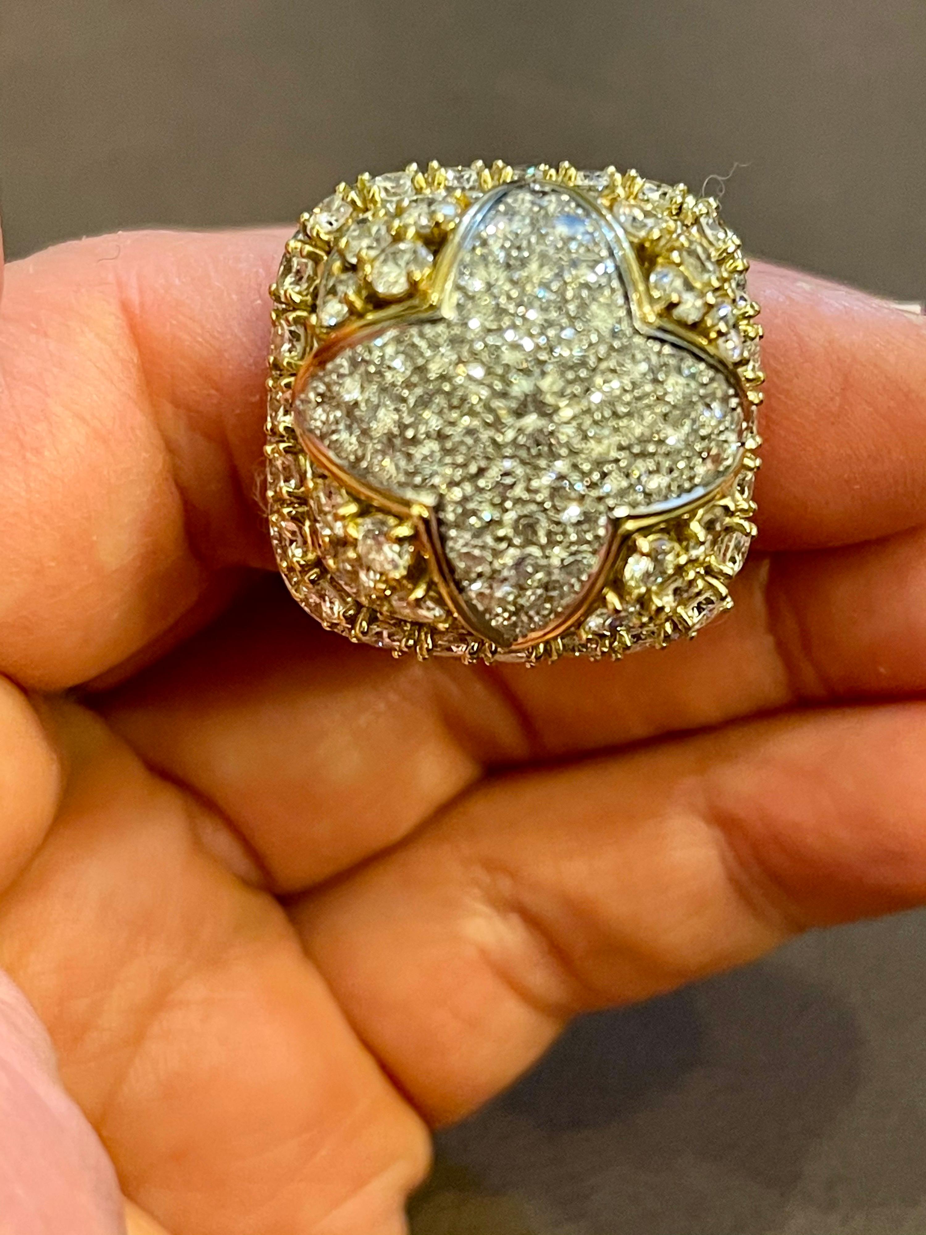 9 Carat Diamonds VS Quality Dome Shape Cocktail Platinum and Gold Ring Estate For Sale 6