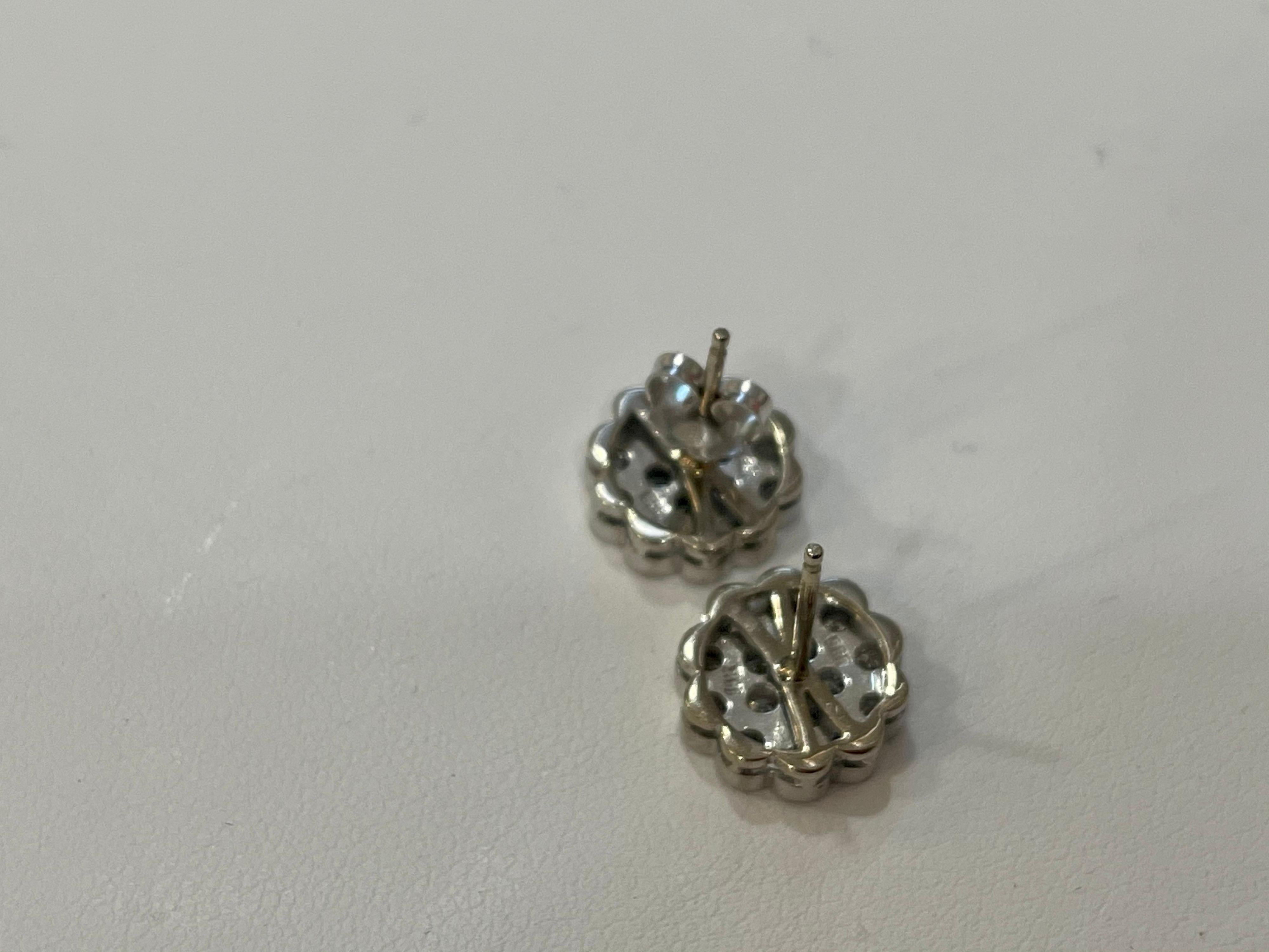 2 Carat Diamond Floral Cluster Flower Stud Earrings in 14 Karat White Gold 7