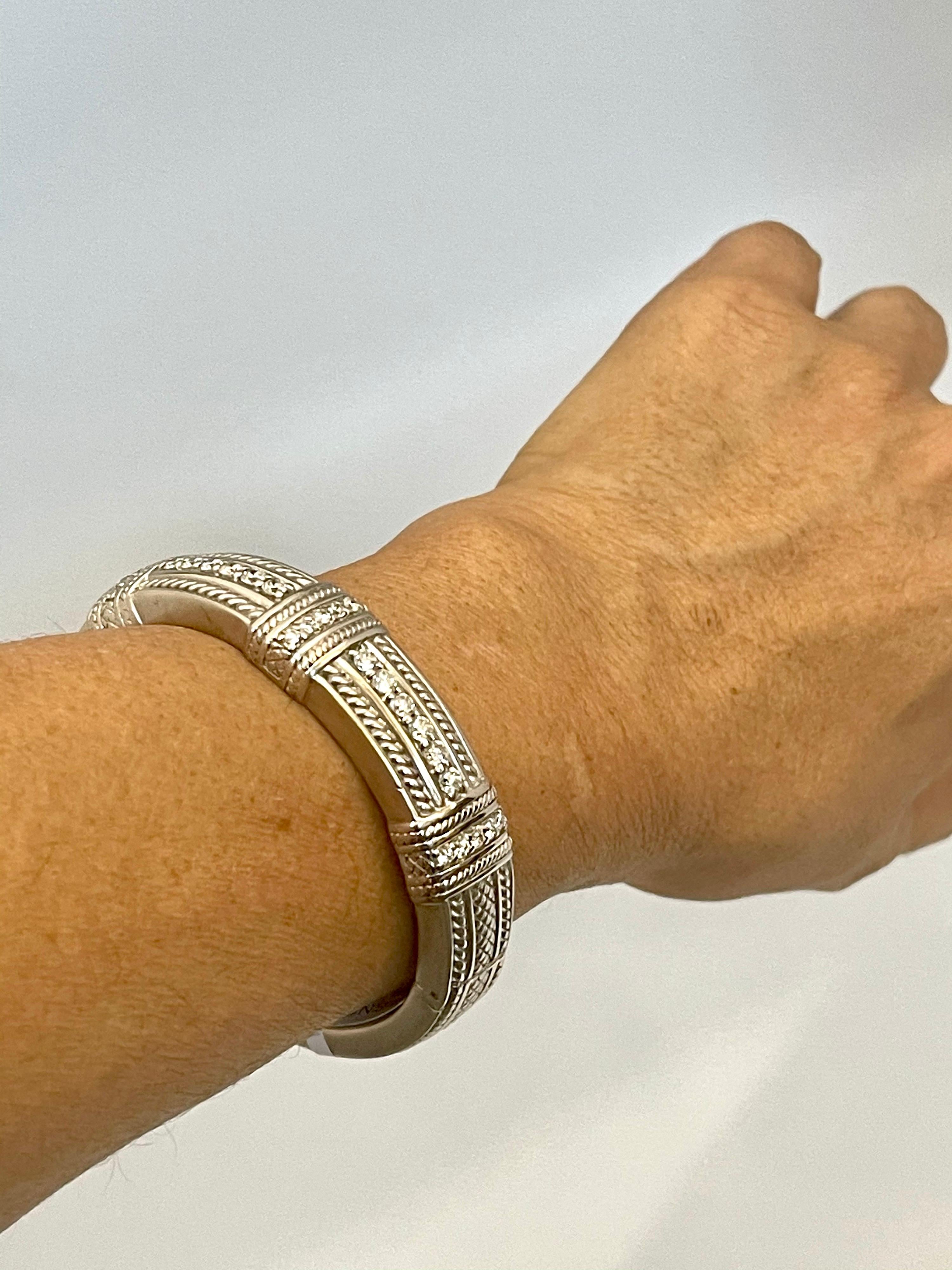 2.2 Carat Diamonds and 83 Gm 18 Karat Gold Cuff Bangle Bracelet Judith Ripka For Sale 8
