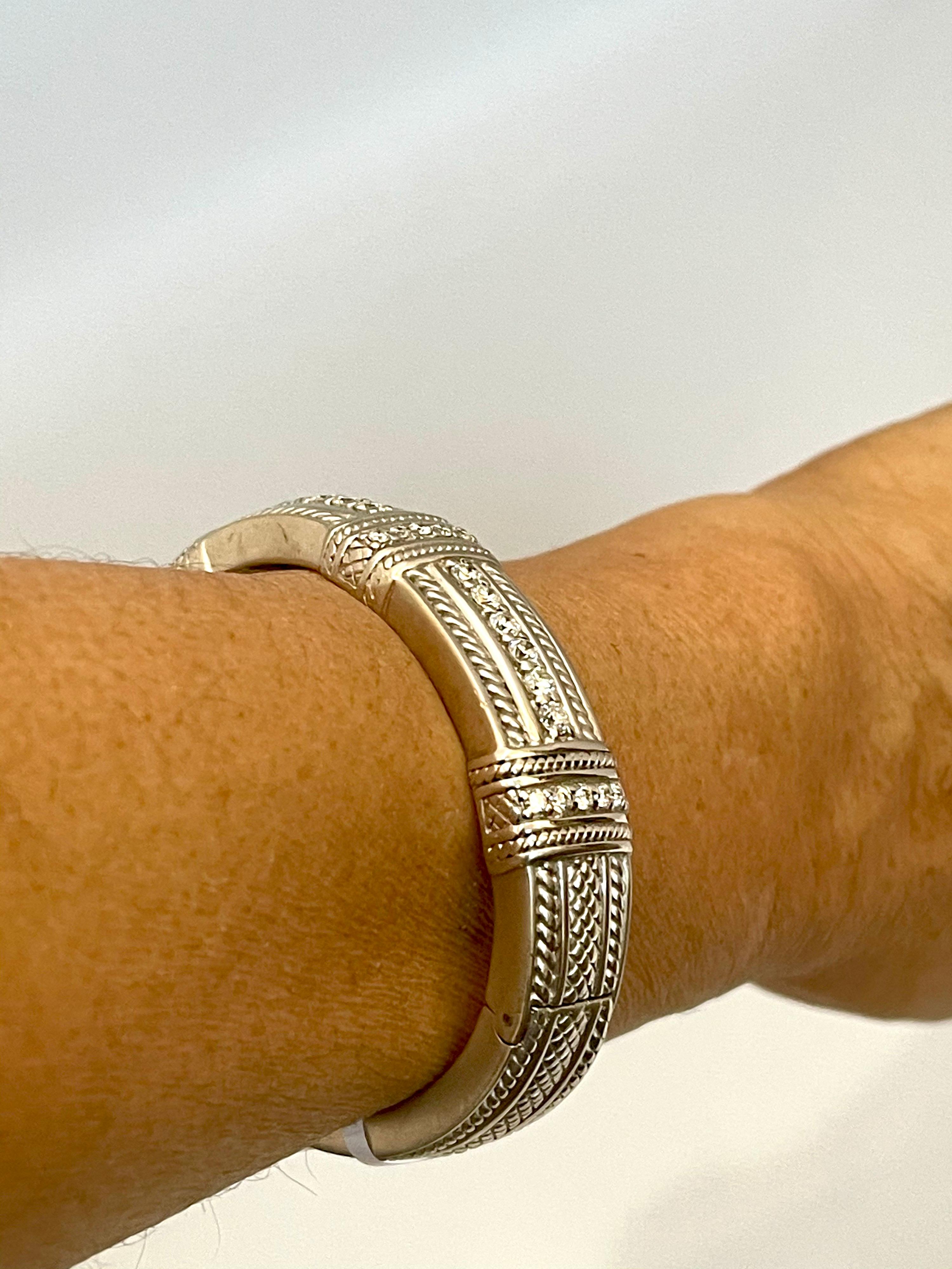 2.2 Carat Diamonds and 83 Gm 18 Karat Gold Cuff Bangle Bracelet Judith Ripka For Sale 9