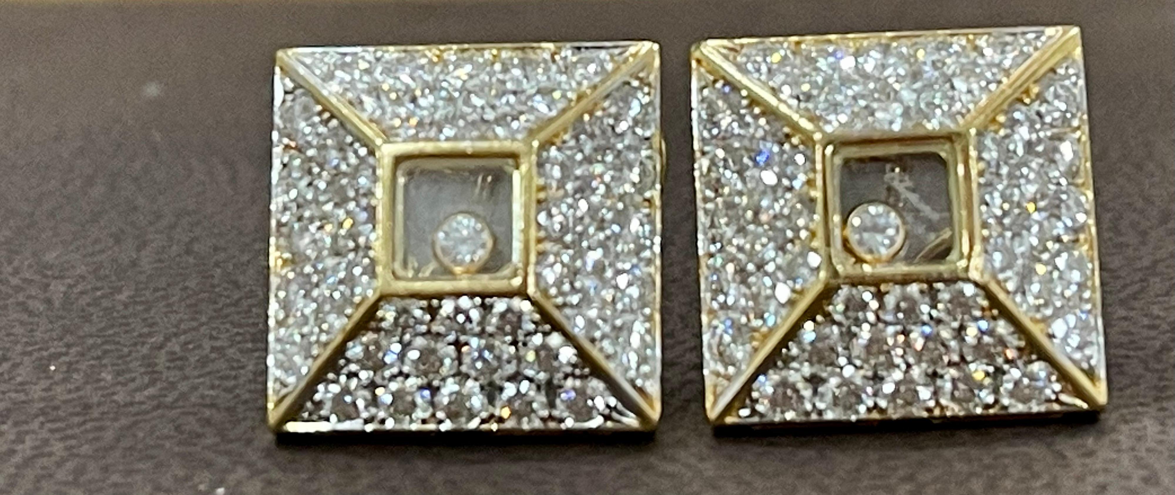 Chopard, 18 Karat Gold Happy Diamonds Clip Earrings Women 98 Pieces Diamond For Sale 2
