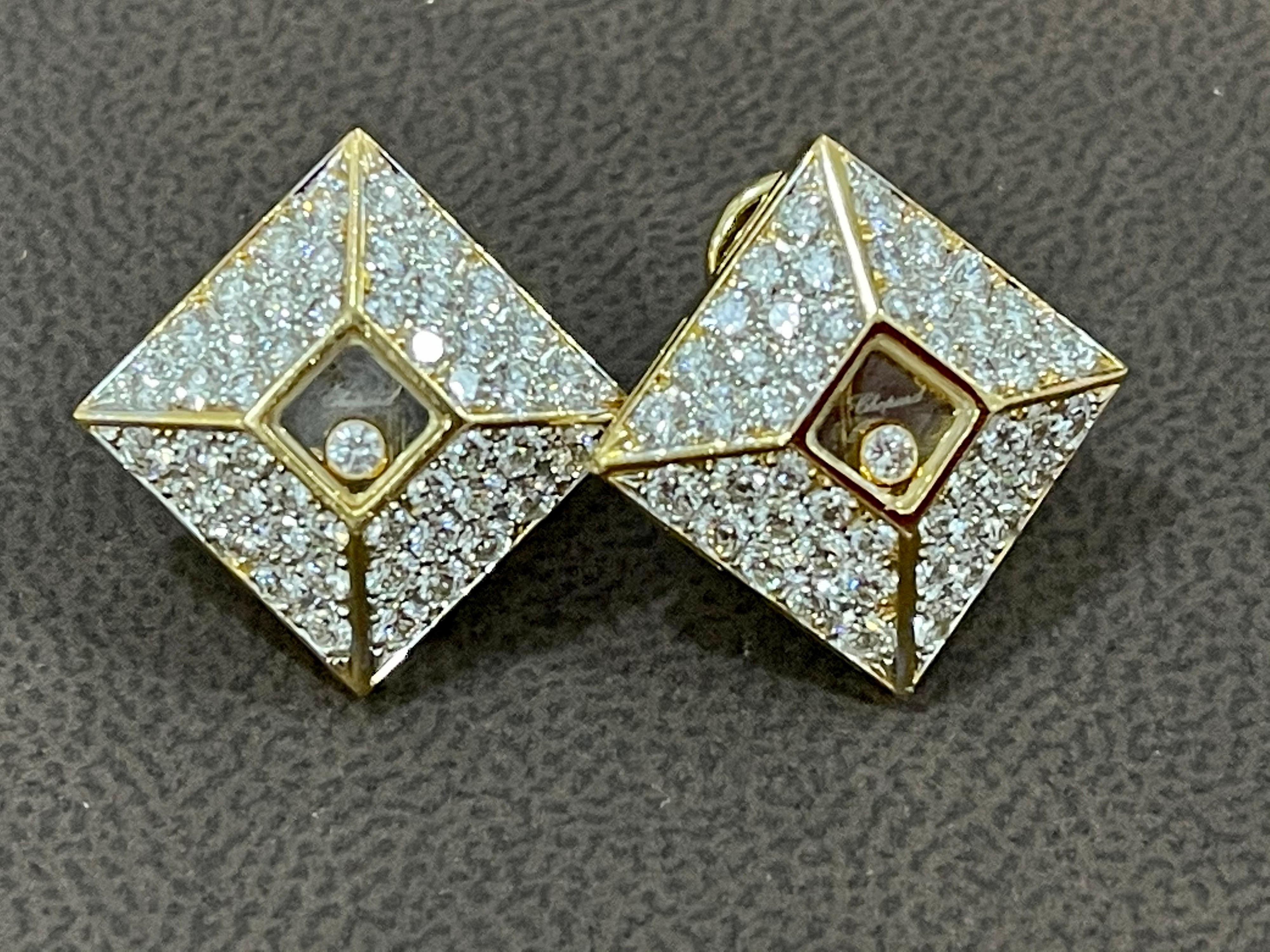 Chopard, 18 Karat Gold Happy Diamonds Clip-Ohrringe Damen 98 Teile Diamant im Angebot 7