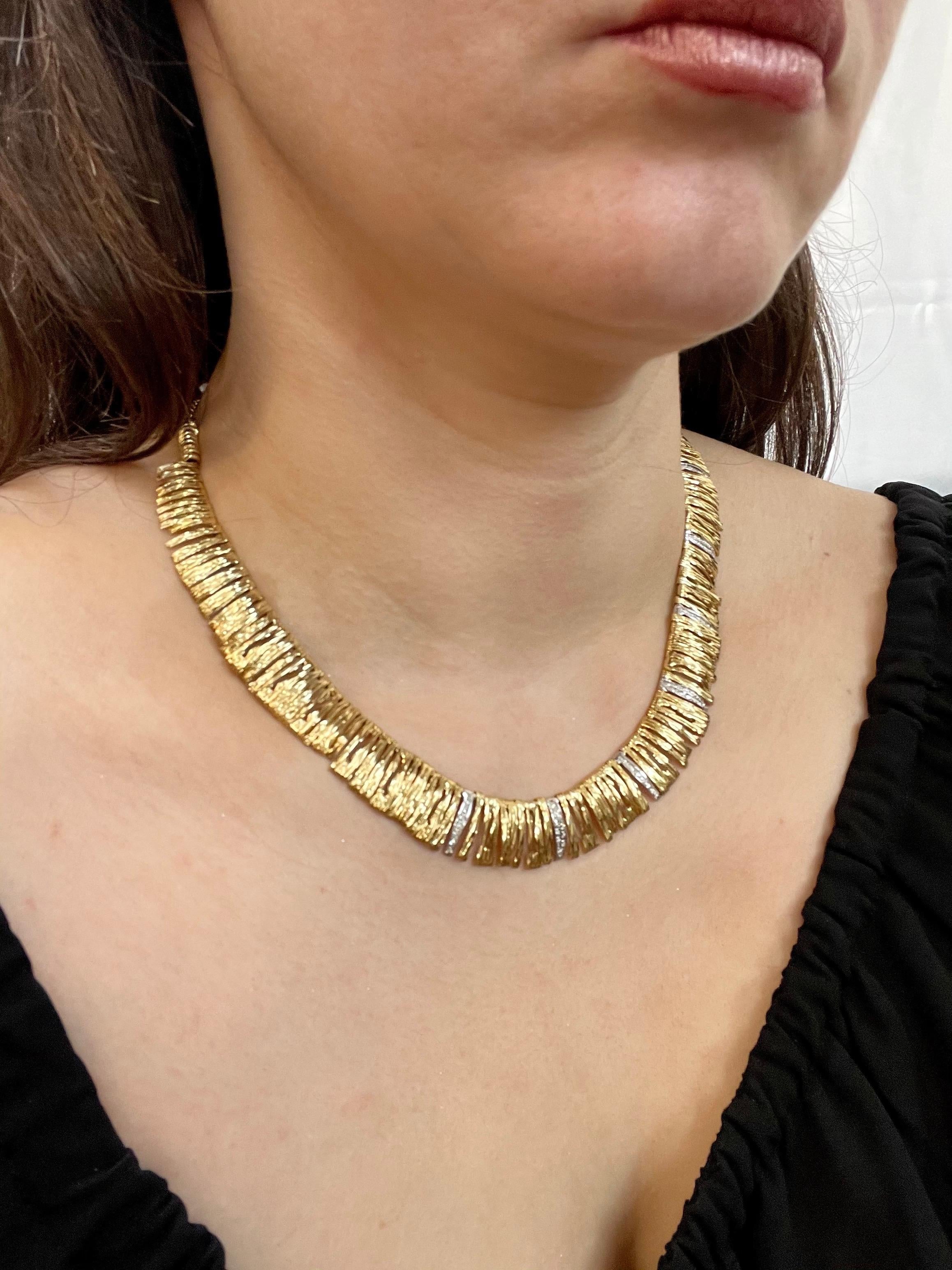 Designer Roberto Coin Diamond Elephant Skin Necklace, 18 Karat Gold 53 Grams For Sale 3