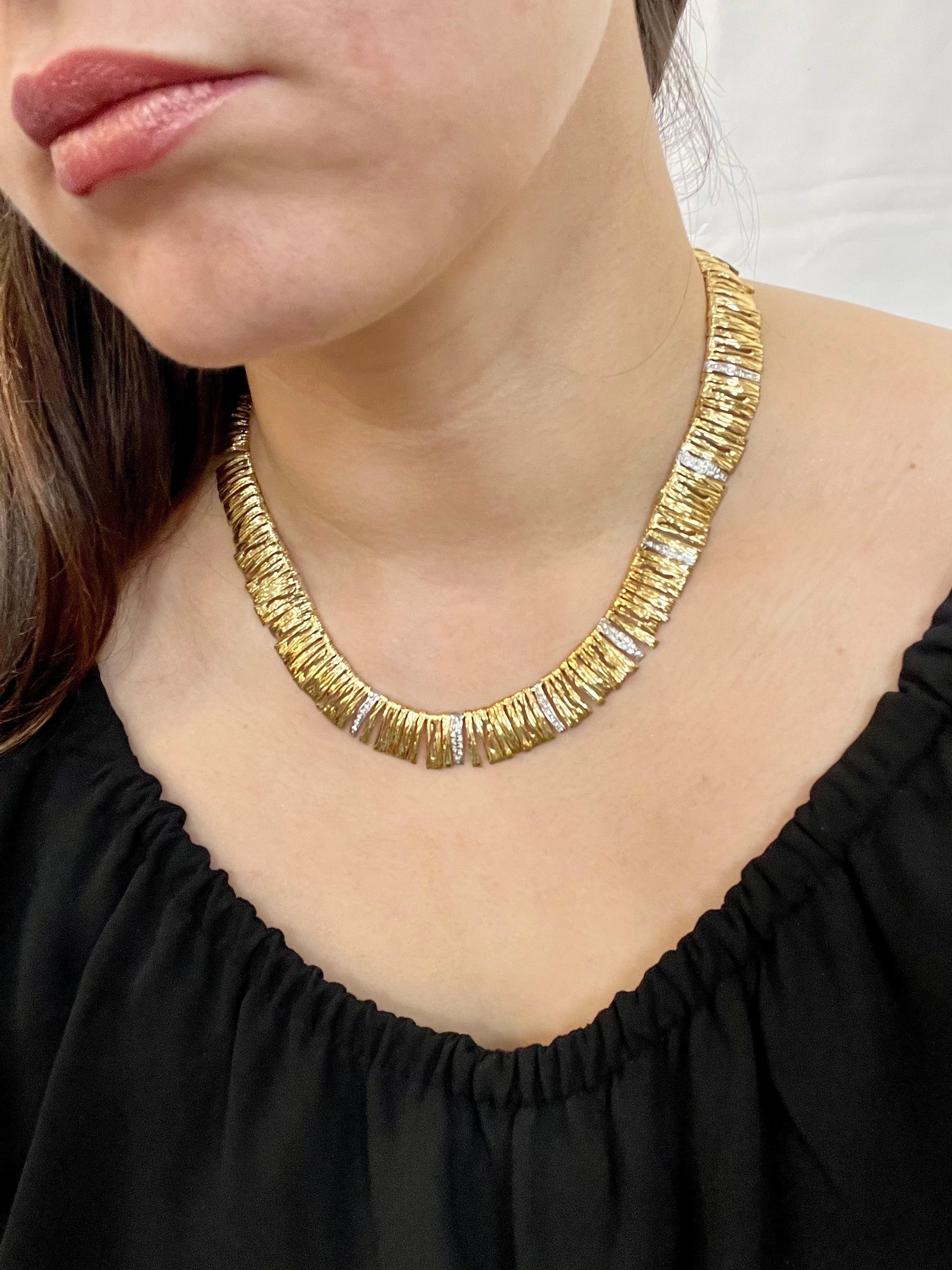 Designer Roberto Coin Diamond Elephant Skin Necklace, 18 Karat Gold 53 Grams For Sale 2