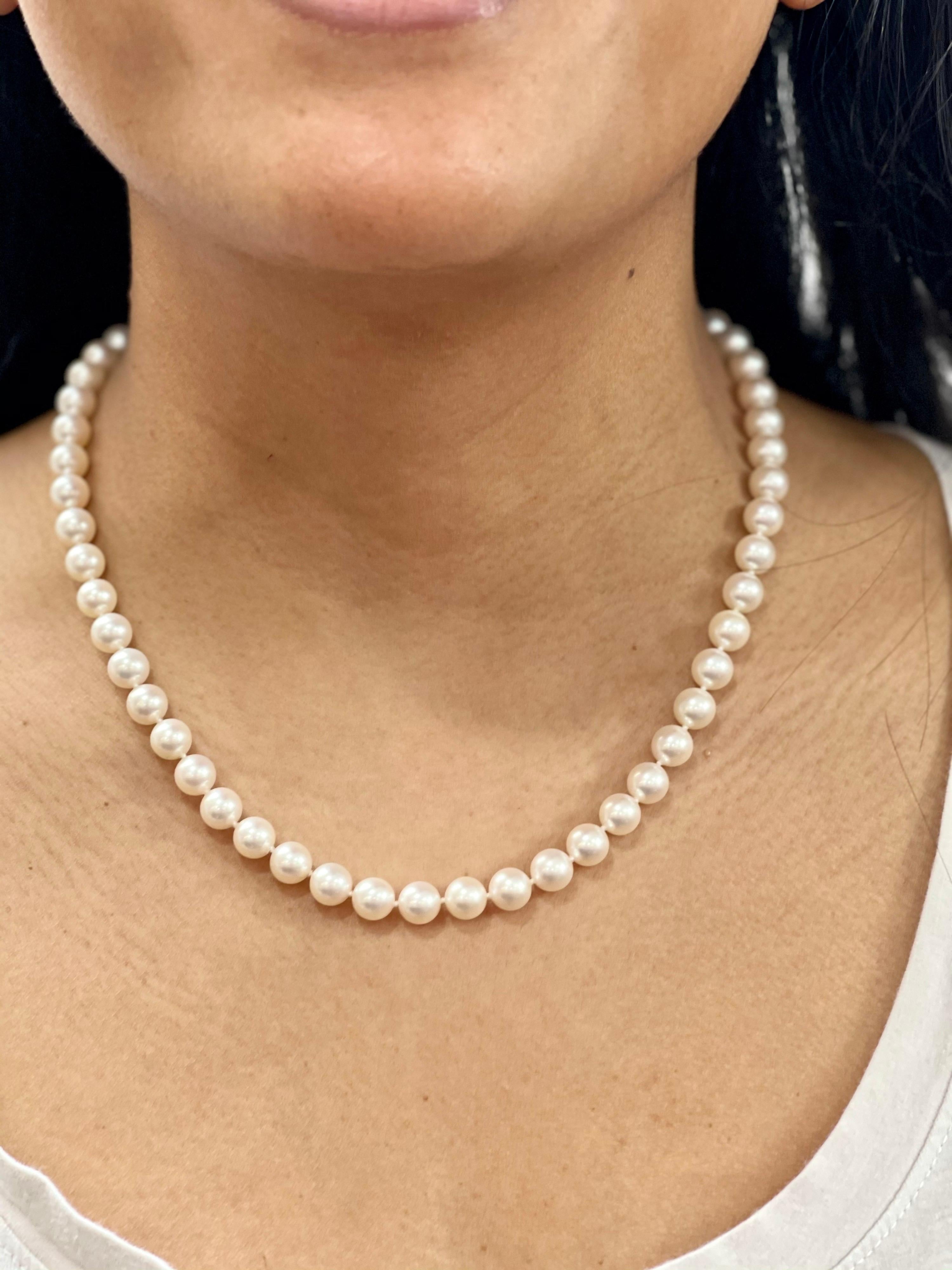 Blue Lagoon® by Mikimoto 6.5 - 7.0mm Cultured Akoya Pearl Strand Necklace  with 14K Gold Clasp - 22