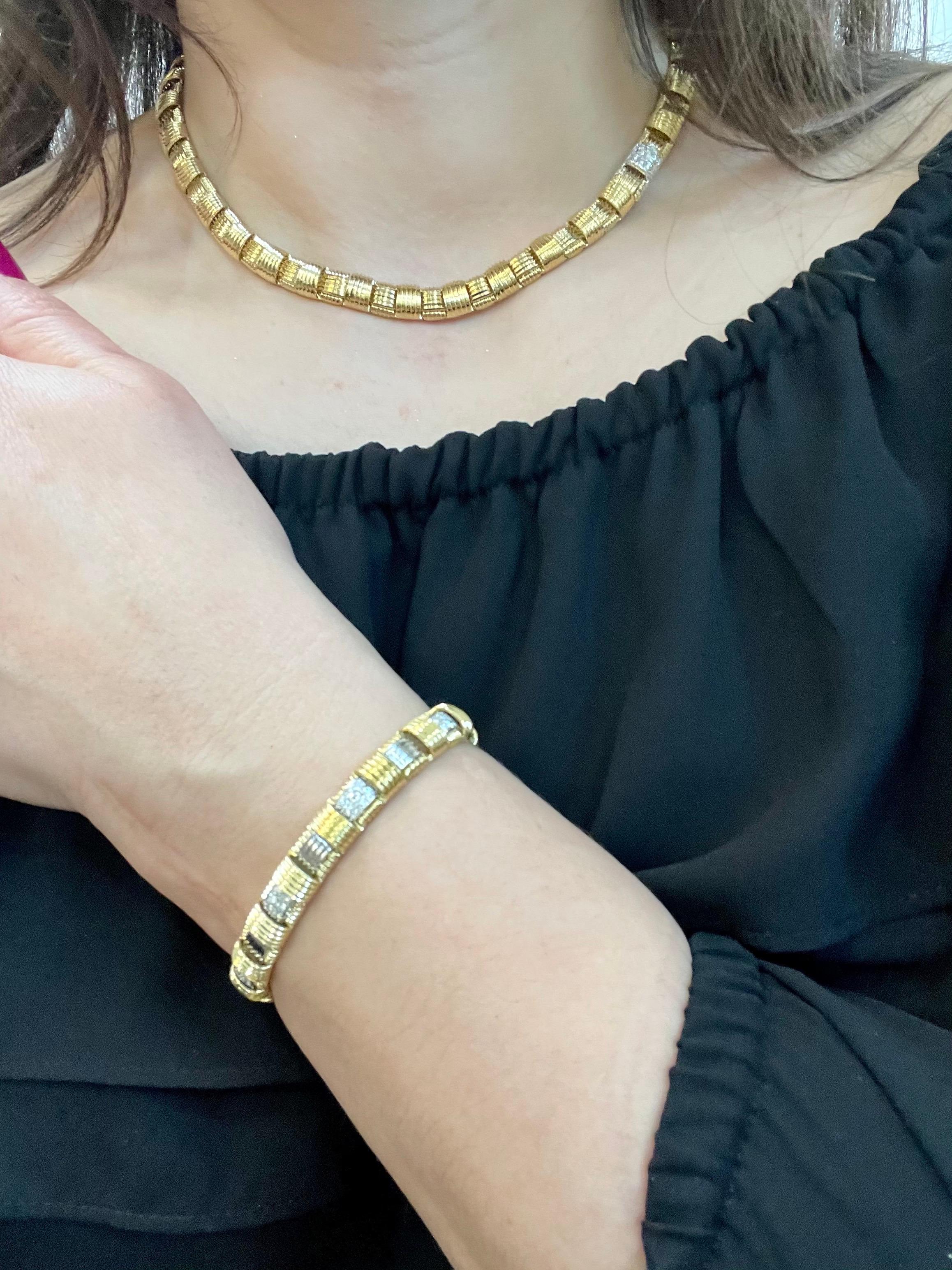 Women's Roberto Coin Appassionata Three-Row Diamond Bracelet in 18 Karat Yellow Gold