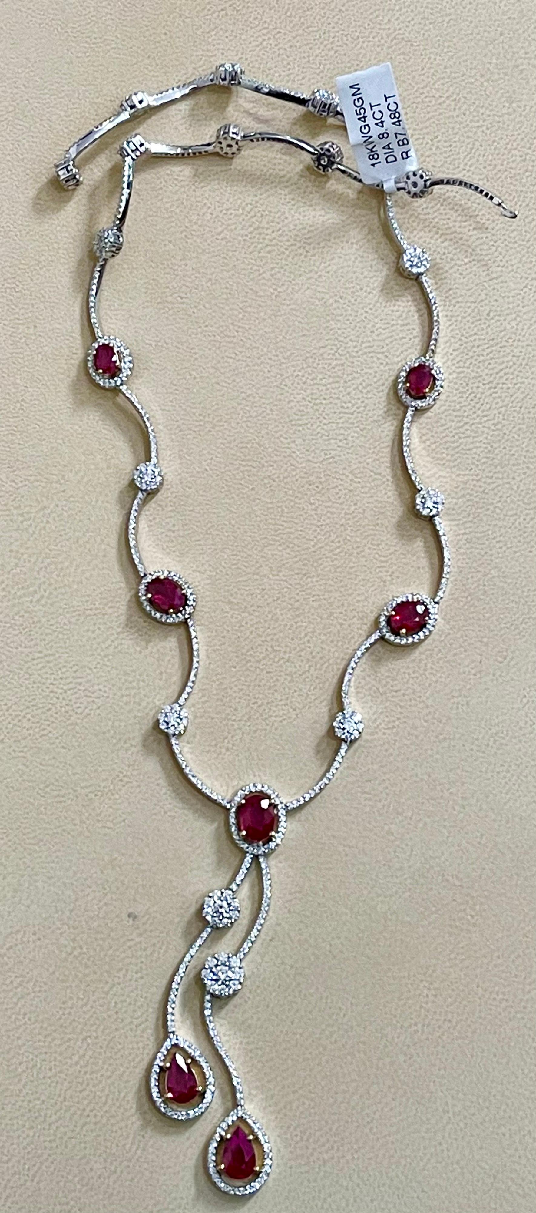 Halskette aus 18 Karat Weißgold mit AGI-zertifiziertem natürlichem Burma-Rubin und Diamant im Angebot 5