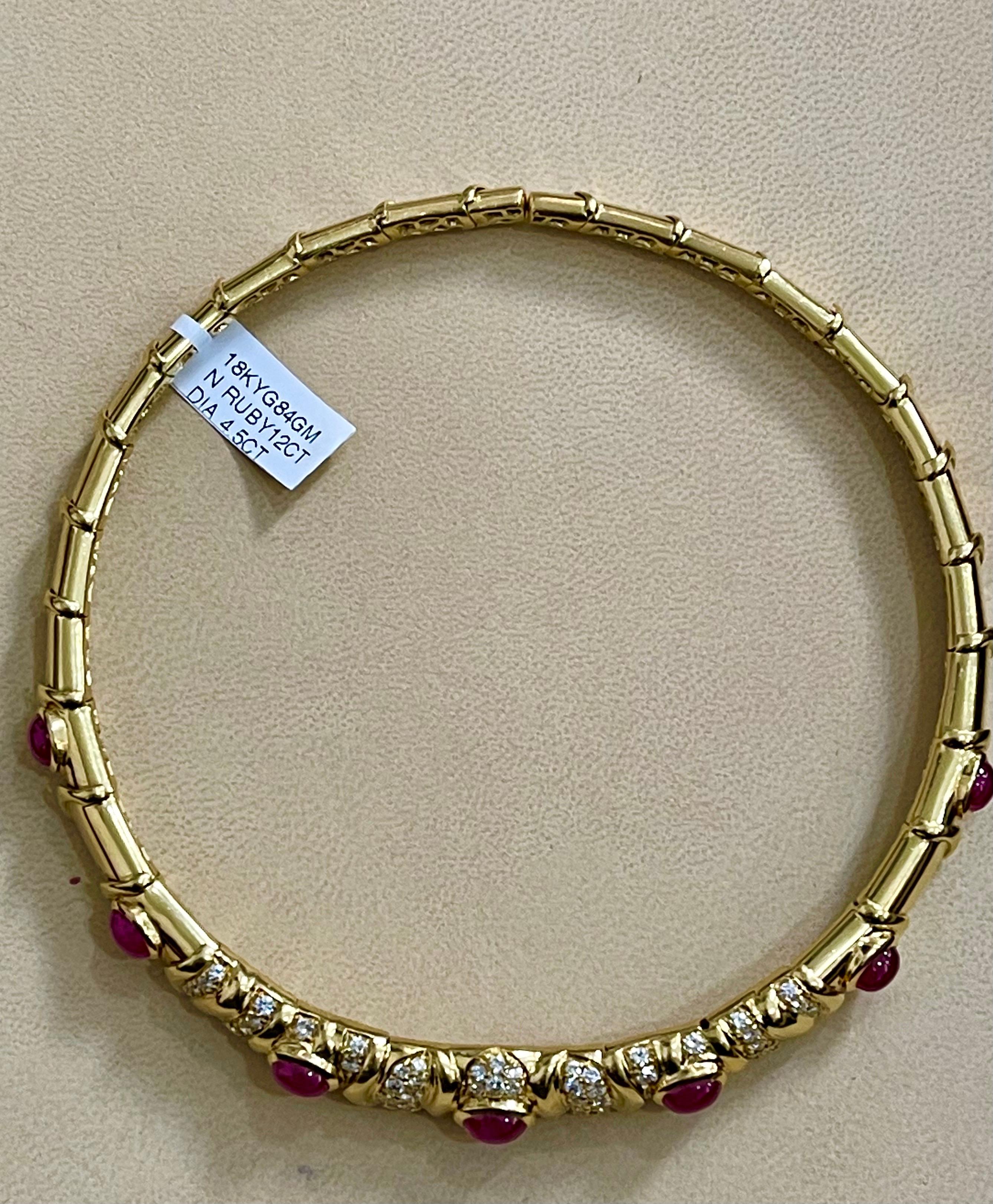 Natural Burma Cabochon Ruby and Diamond Necklace  Set 18 Karat Gold 8