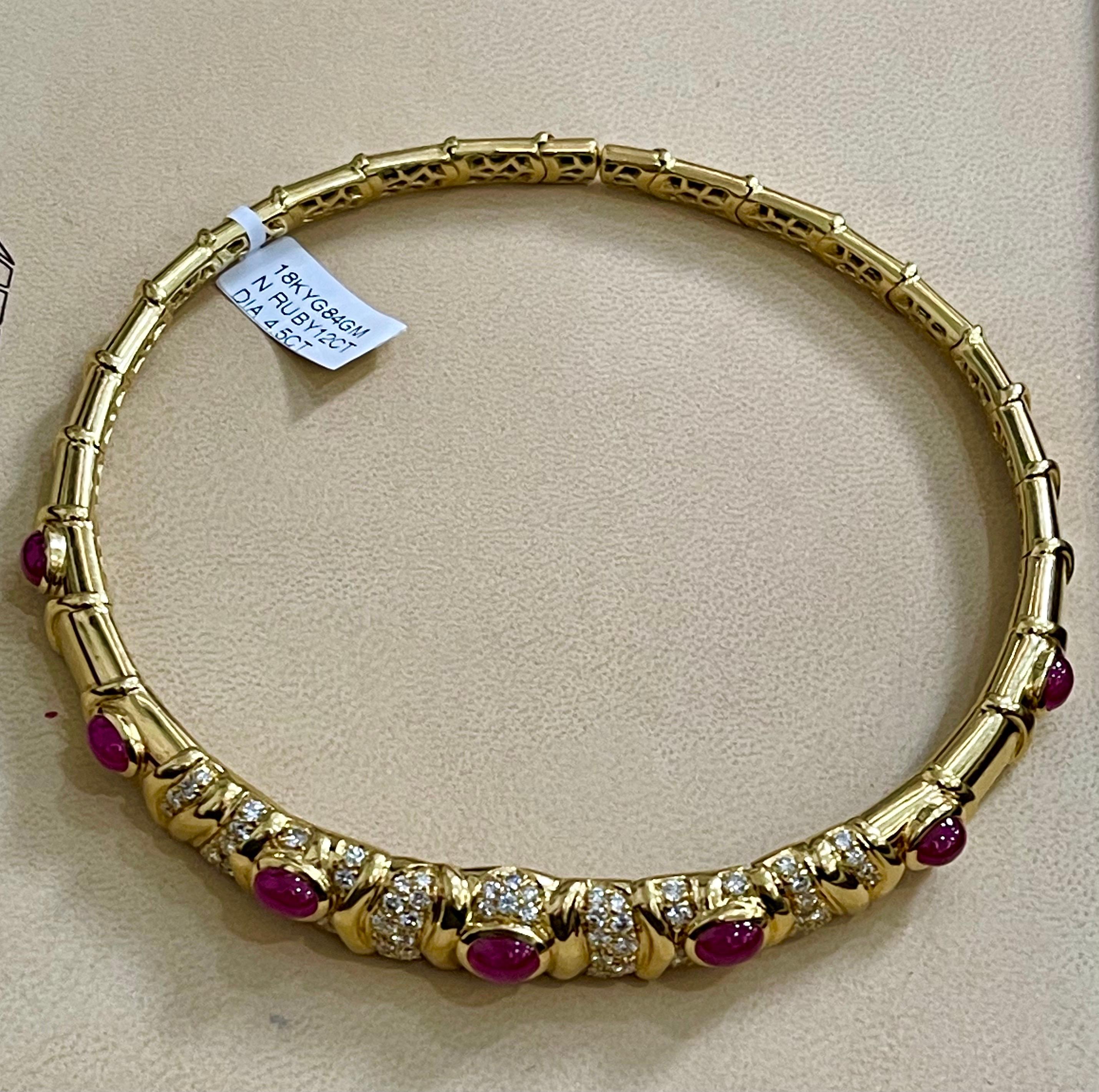 Natural Burma Cabochon Ruby and Diamond Necklace  Set 18 Karat Gold 9
