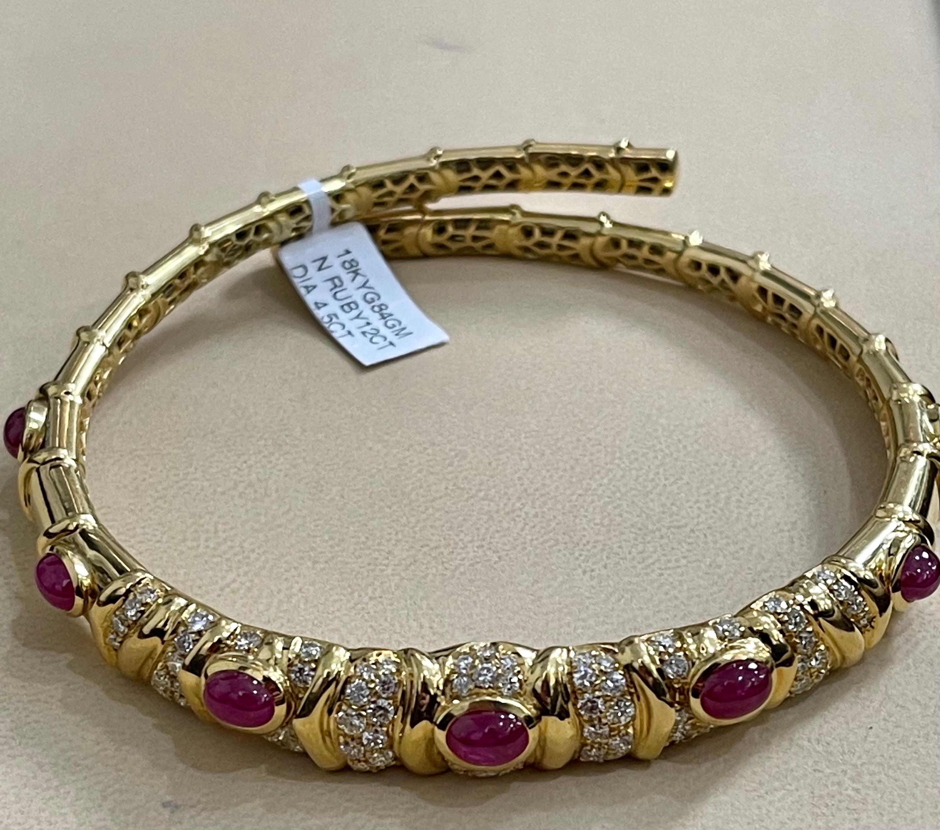 Natural Burma Cabochon Ruby and Diamond Necklace  Set 18 Karat Gold 10