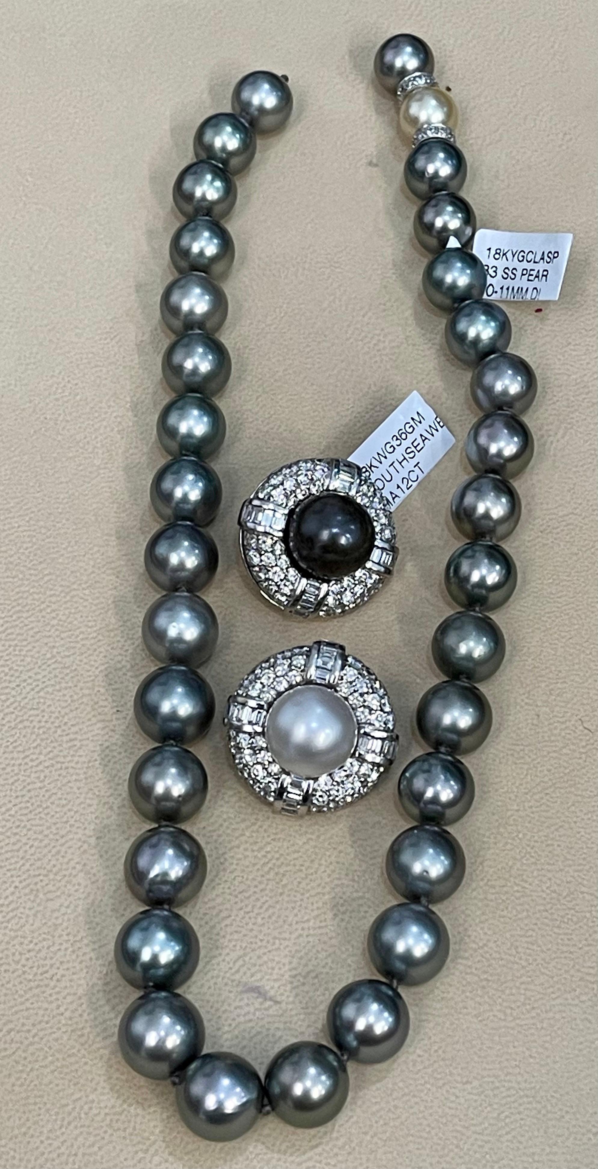 10 MM Tahitian Black Pearls Strand Necklace, Estate, 16 inch 4