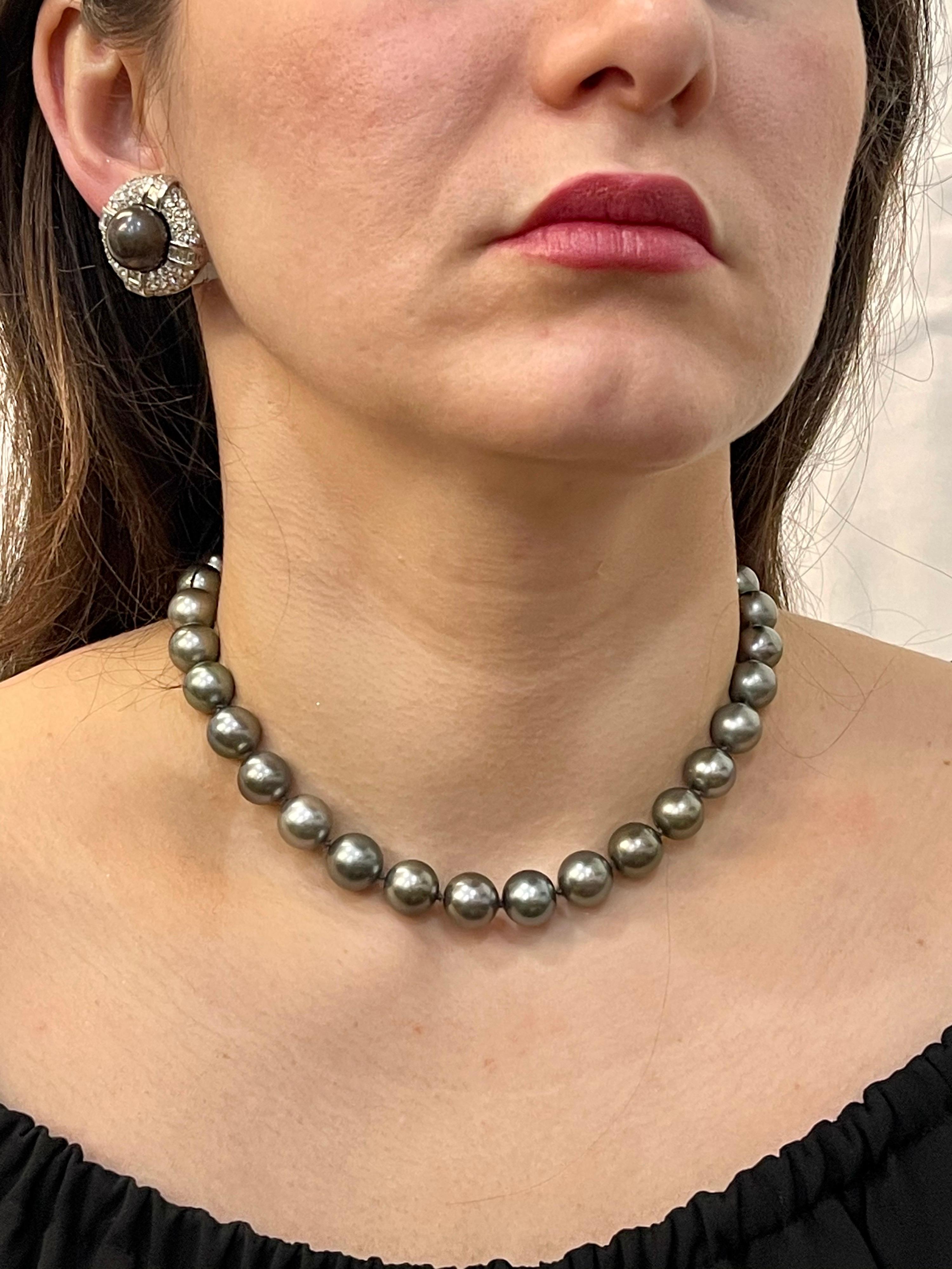 10 MM Tahitian Black Pearls Strand Necklace, Estate, 16 inch 5