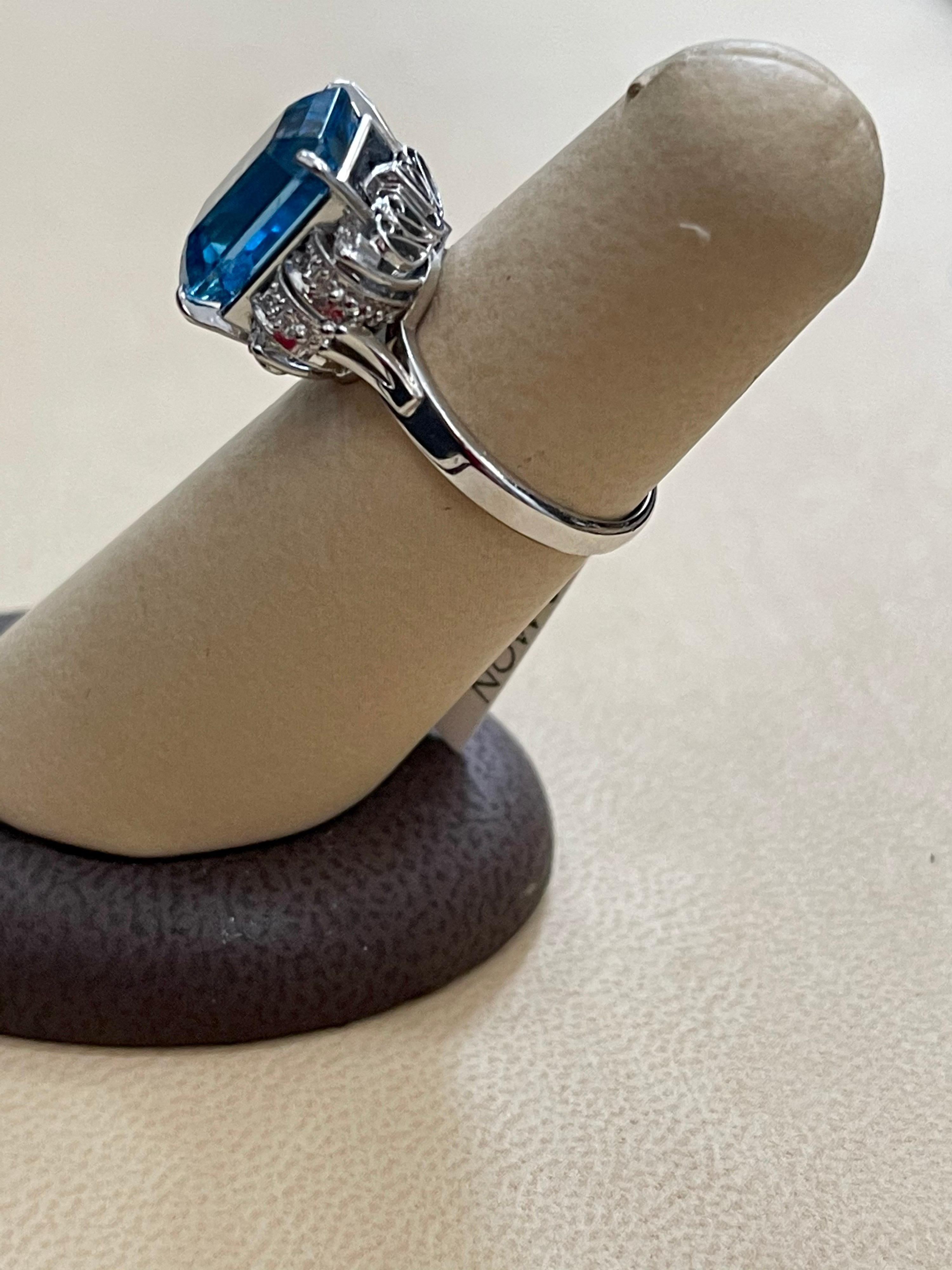 5,8 Karat feinster blauer Topas Diamant Platin Ring Nachlass im Angebot 5