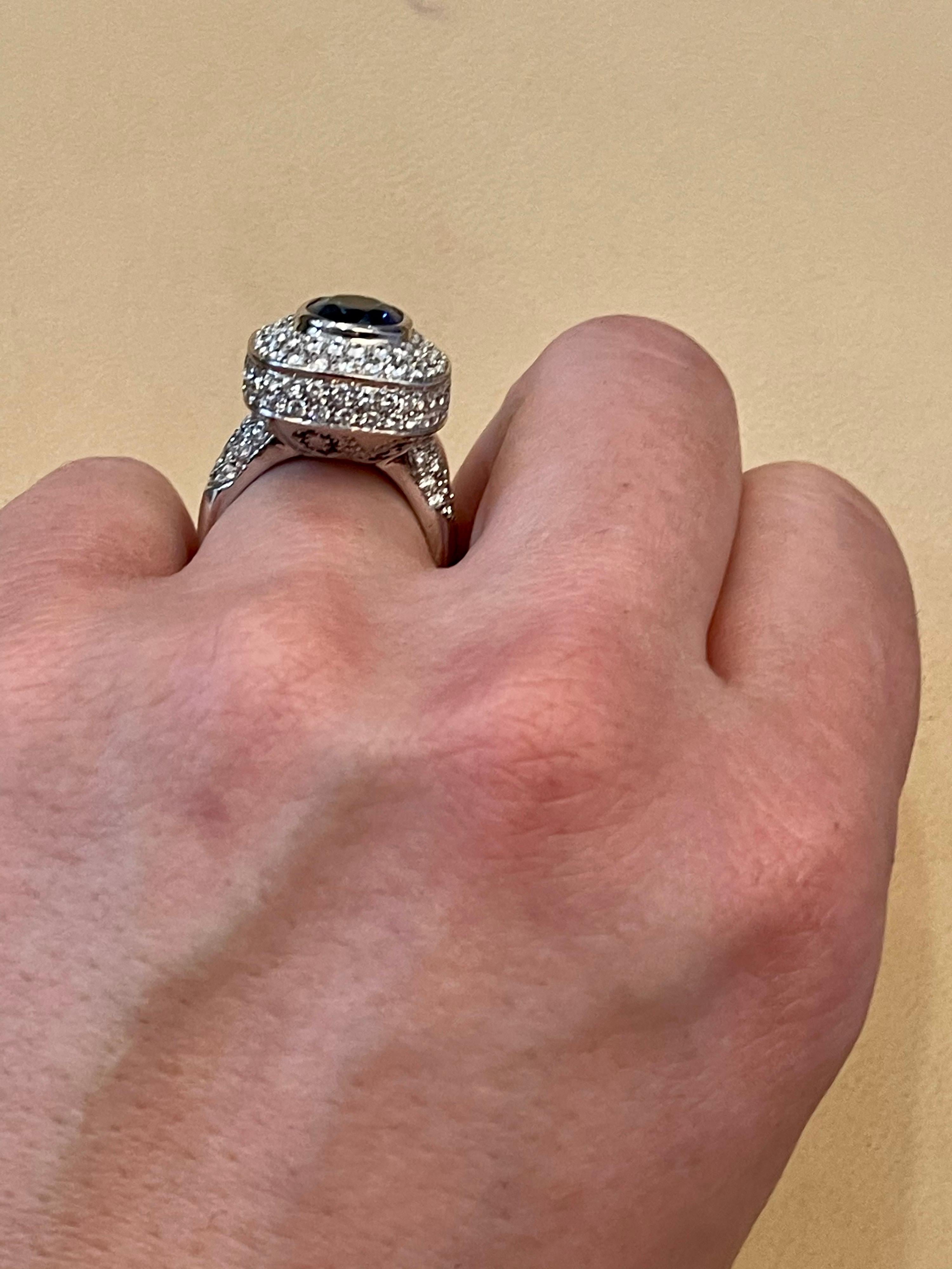 Zafiro azul de Ceilán y diamante Anillo de cóctel de oro blanco de 18 quilates en venta 15