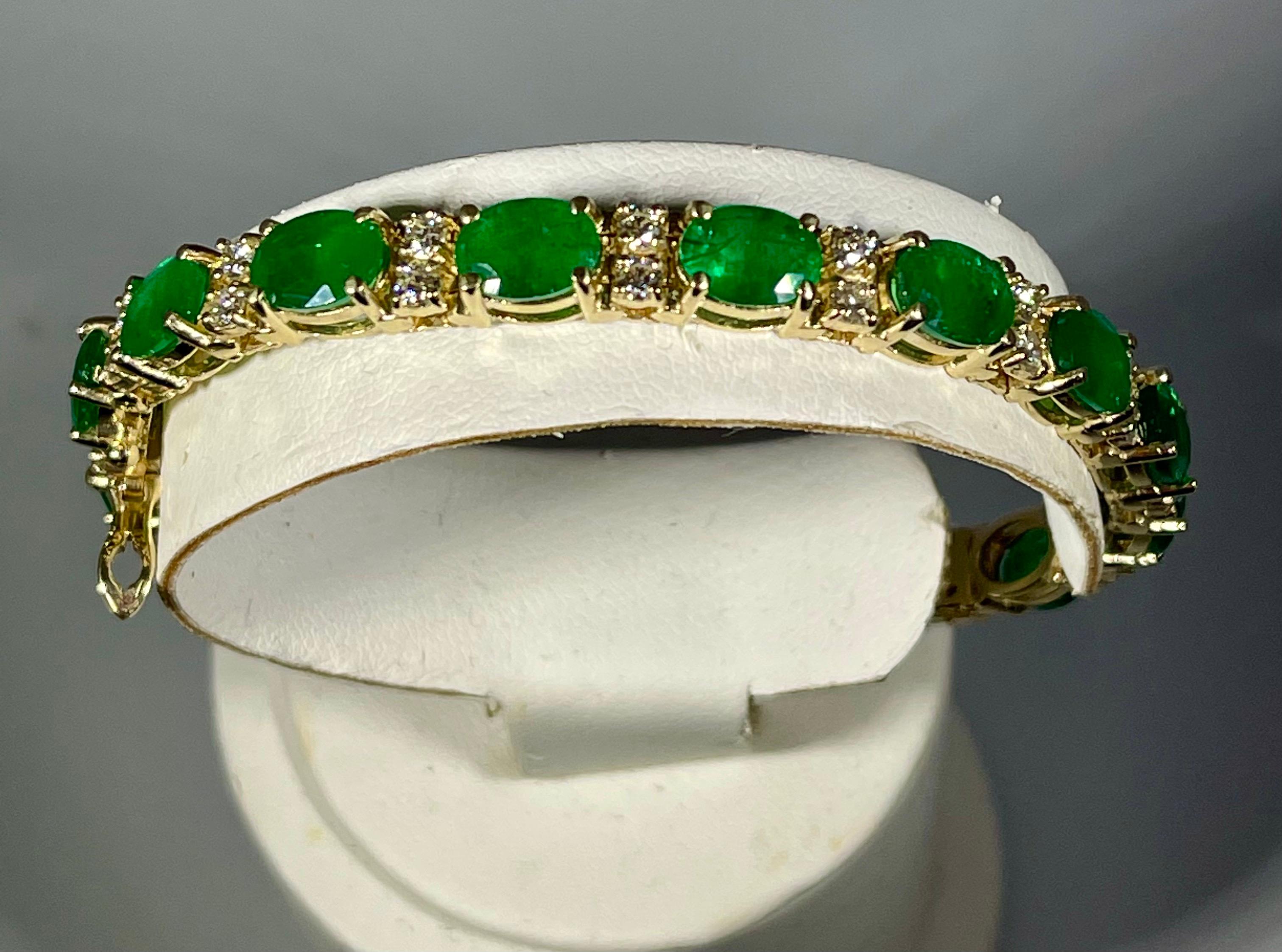 20 Carat Emerald 1.6 Carat Diamond Affordable Tennis Bracelet 14 K Yellow  Gold  2
