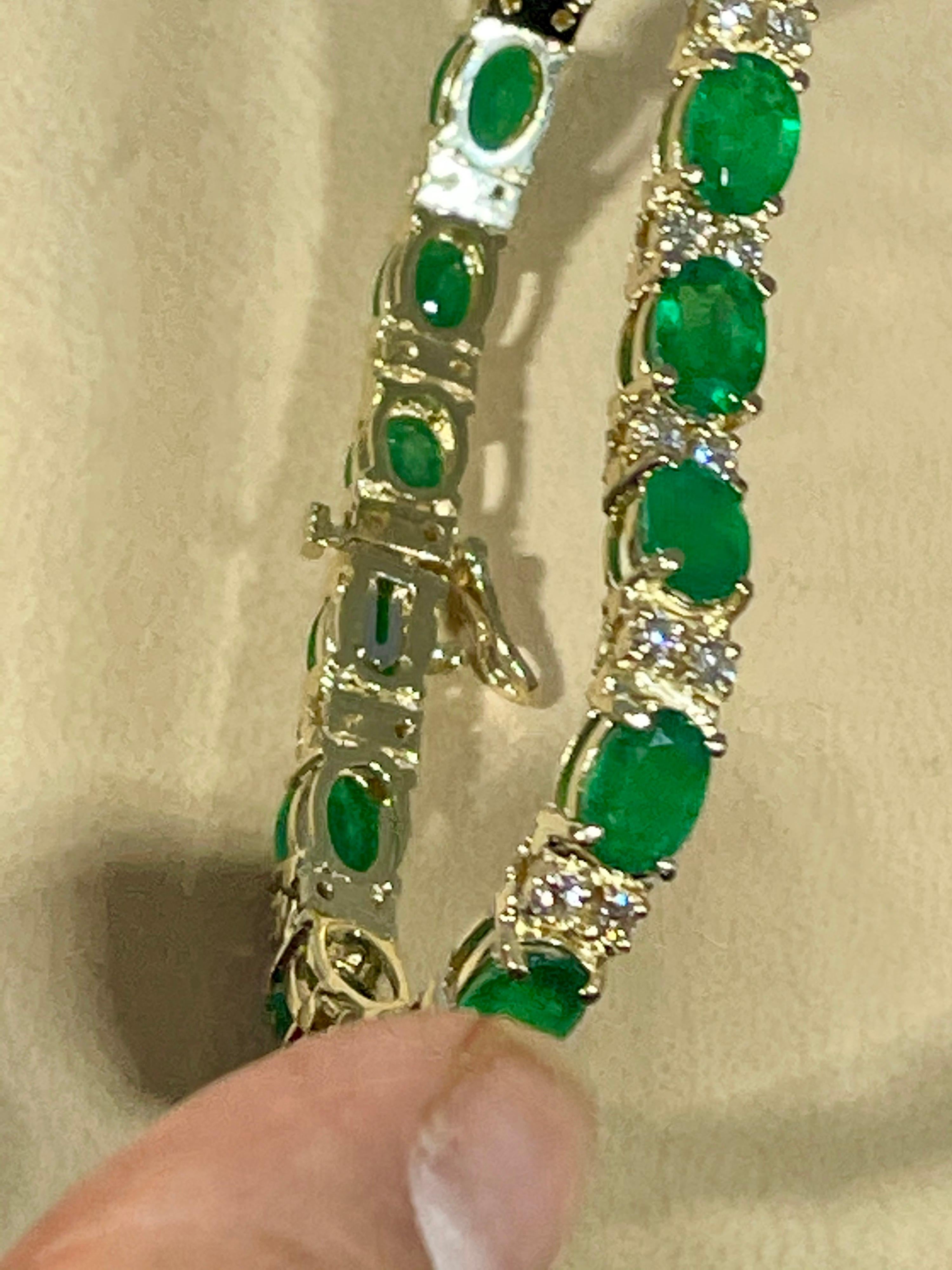 20 Carat Emerald 1.6 Carat Diamond Affordable Tennis Bracelet 14 K Yellow  Gold  5