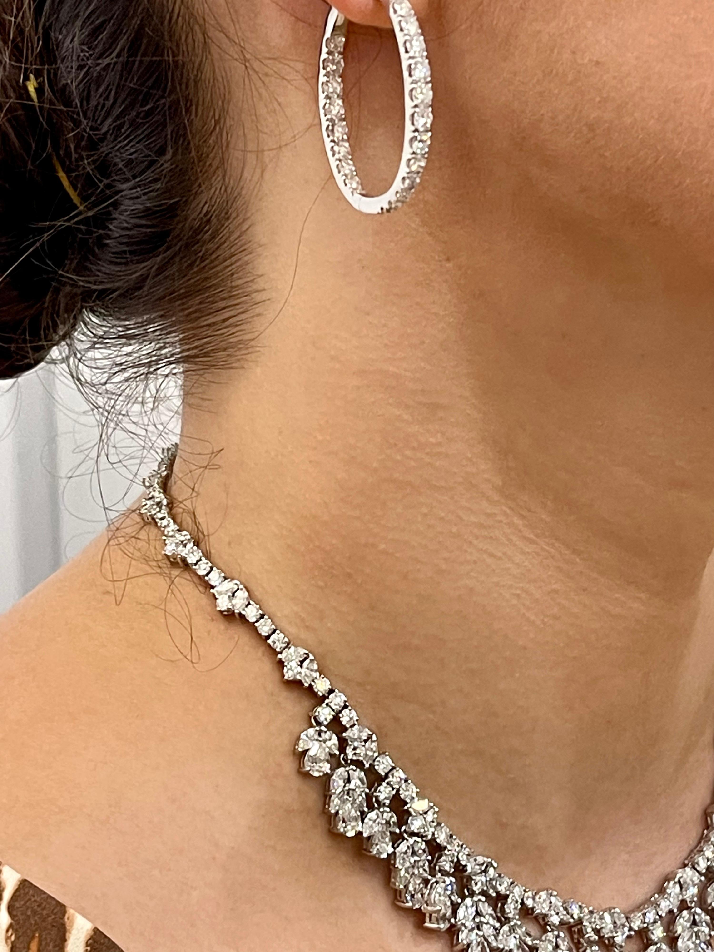 45 Carat VS, E Pear Marquise and Round Diamond Necklace in Platinum, Bridal 2