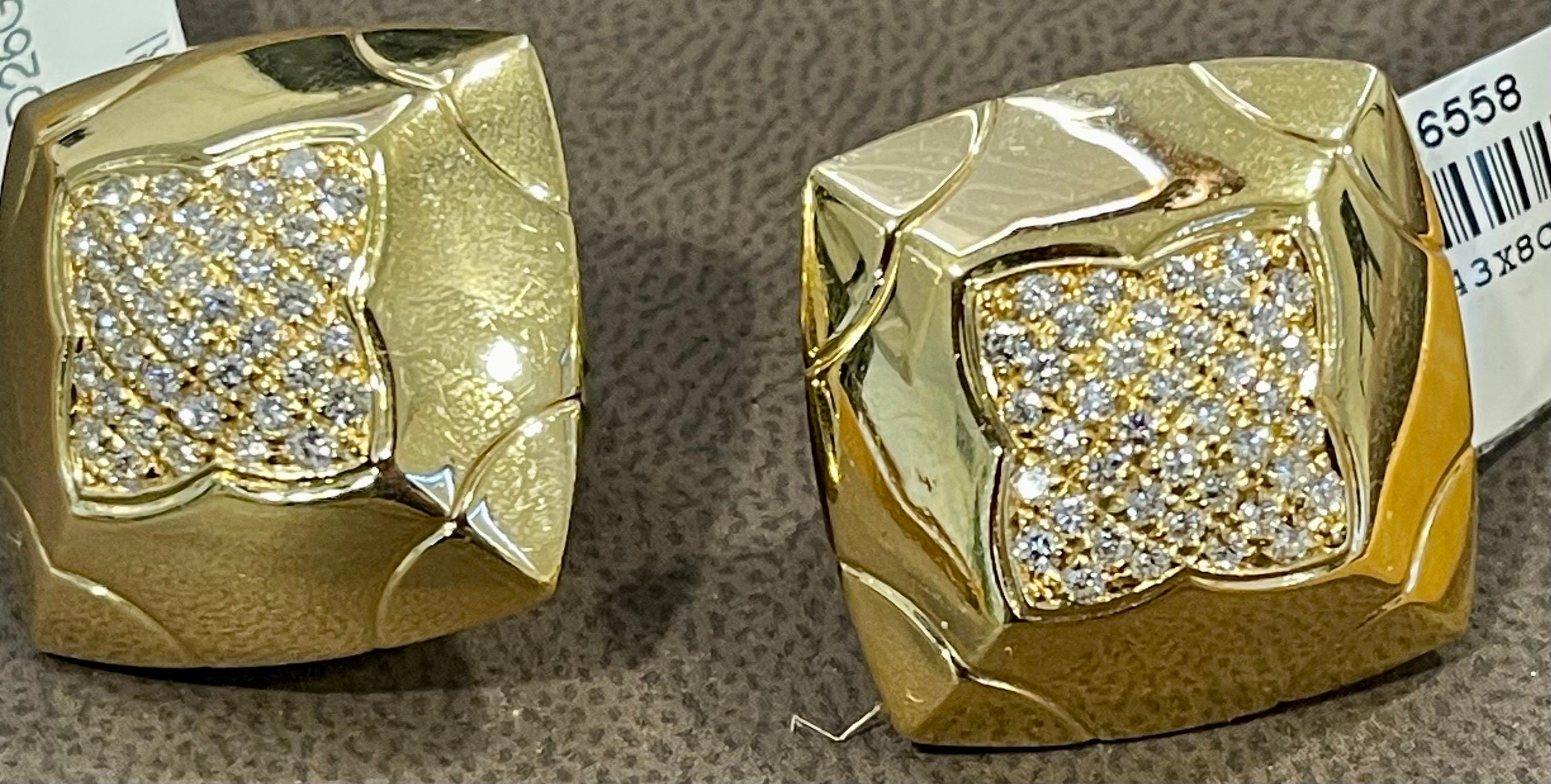 Bvlgari Gold & Pavé Diamonds Large Pyramid Stud Earrings 18 K Yellow Gold 10