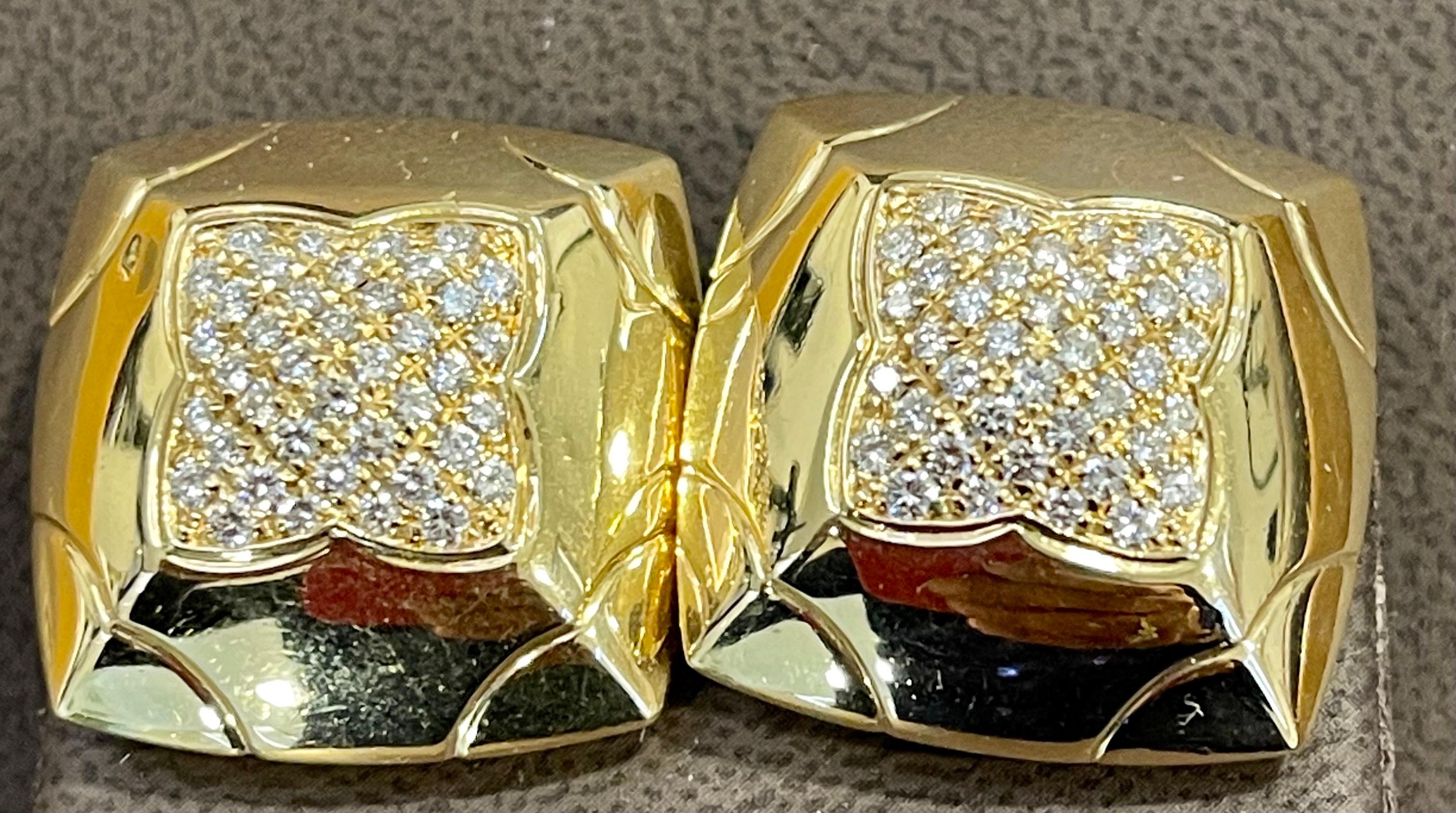 Bvlgari Gold & Pavé Diamonds Large Pyramid Stud Earrings 18 K Yellow Gold 11