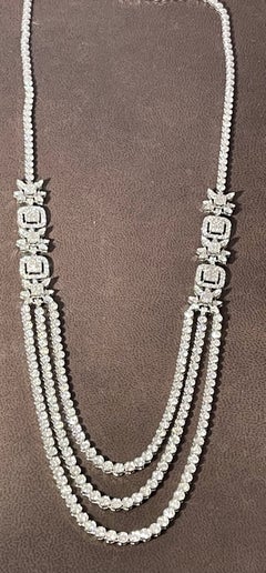 13.5 Karat VS1 Diamant Dreistufige Halskette aus 18 Karat Weißgold 42,2 Gm
