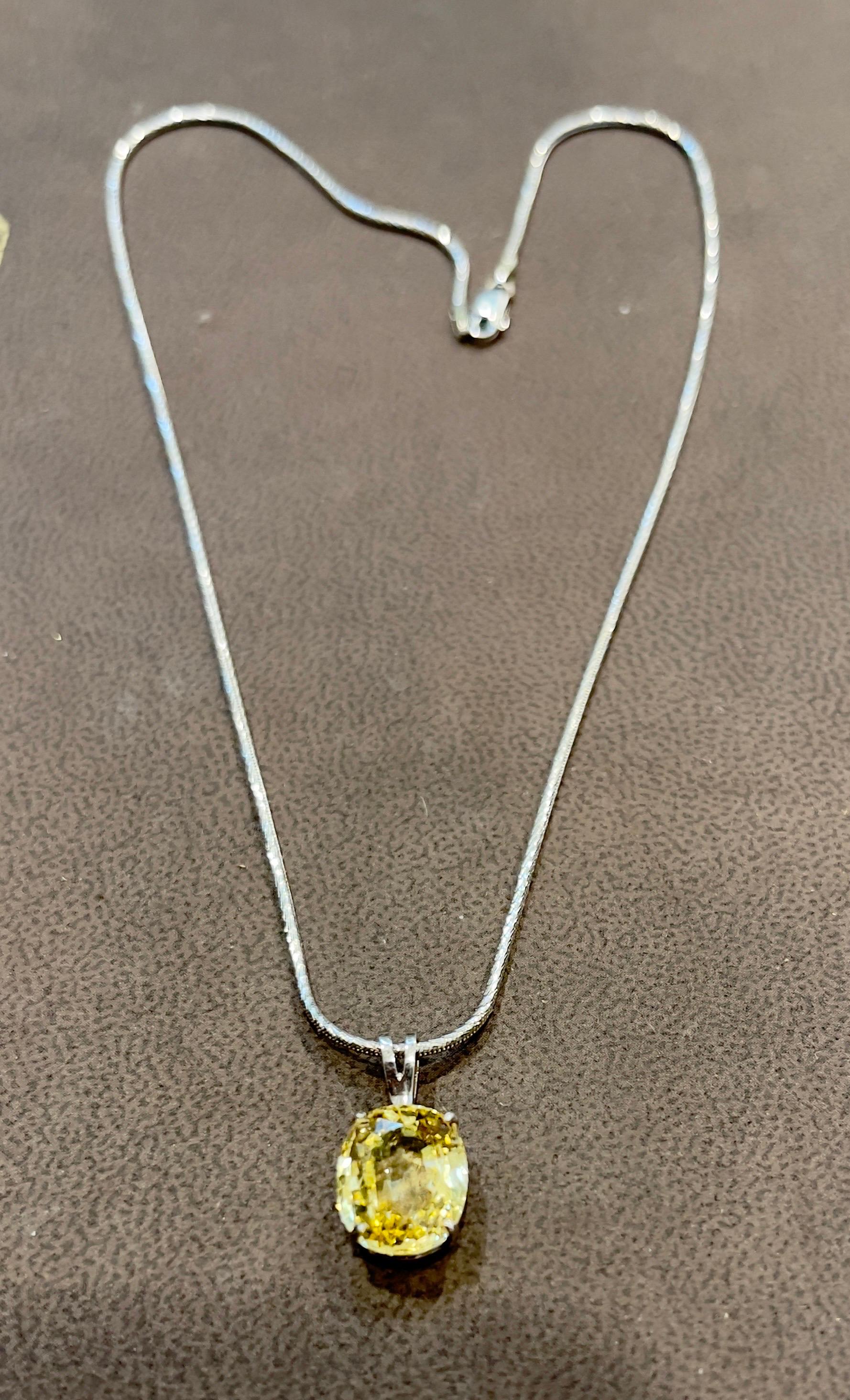 GIA Certified 5.56 Ct Natural Ceylon Yellow Sapphire Pendant Necklace white Gold For Sale 10