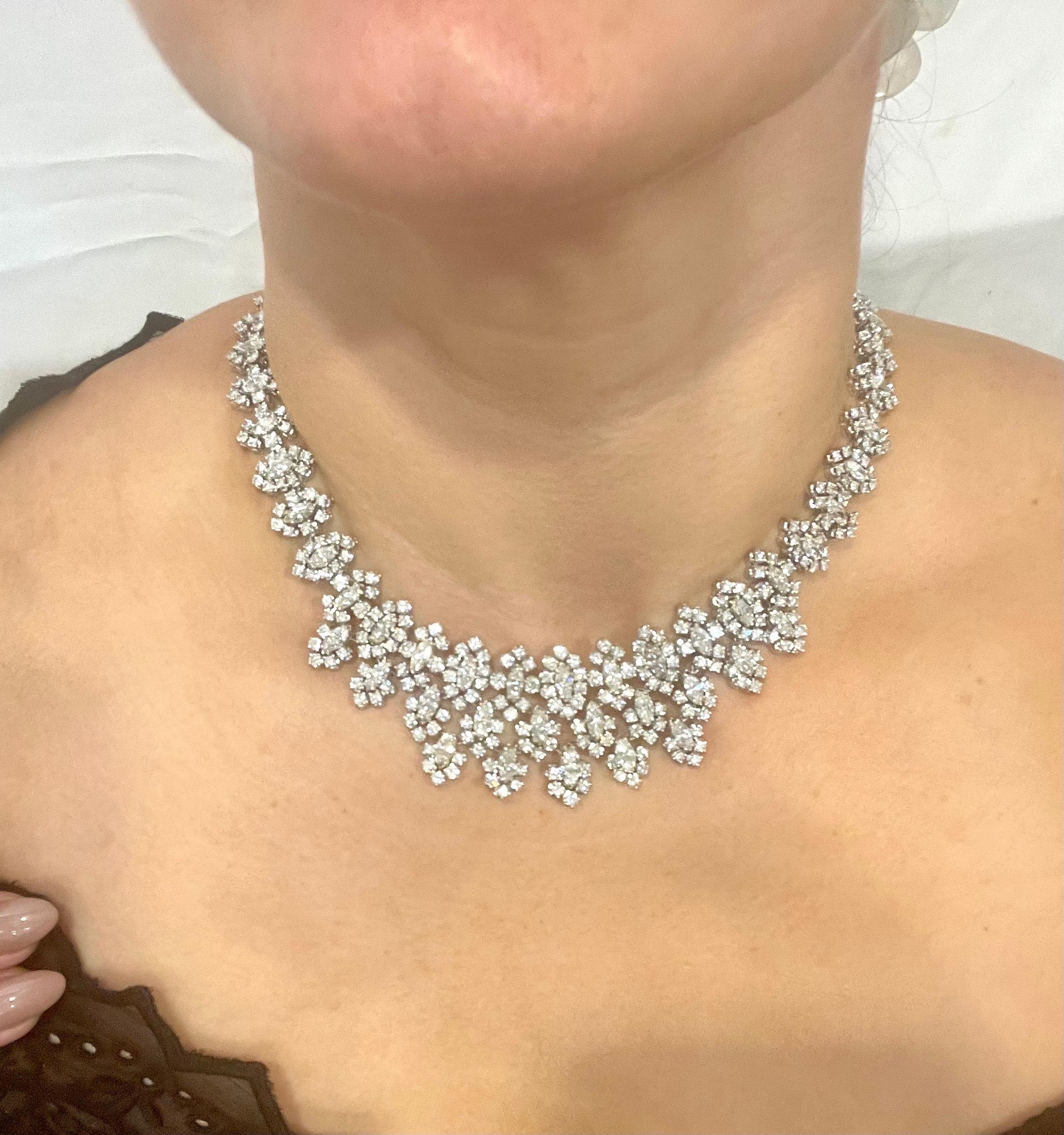 55 Ct Diamond Bridal Necklace 18 Karat White Gold 107 Gm, Estate For Sale 8