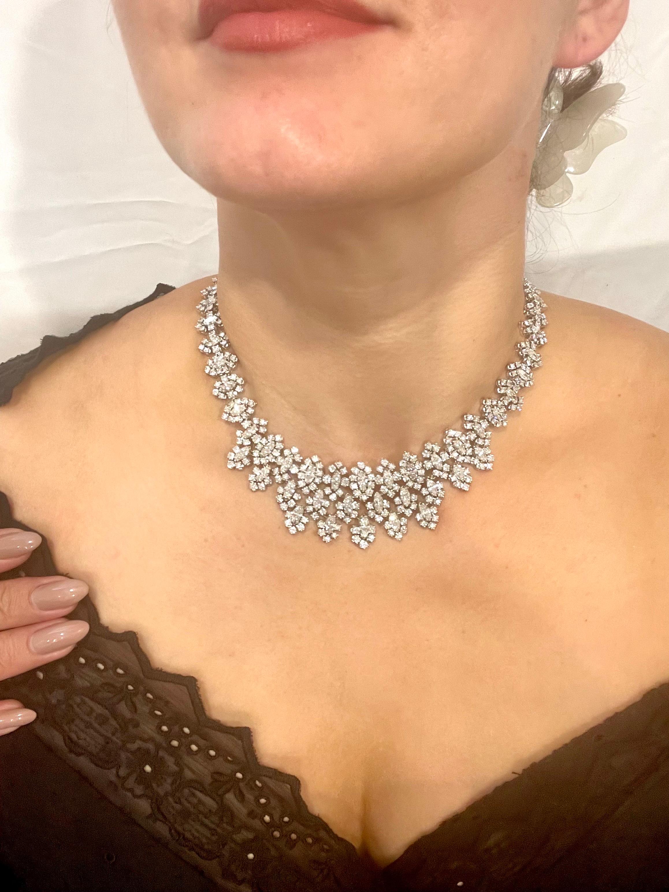 55 Ct Diamond Bridal Necklace 18 Karat White Gold 107 Gm, Estate For Sale 9