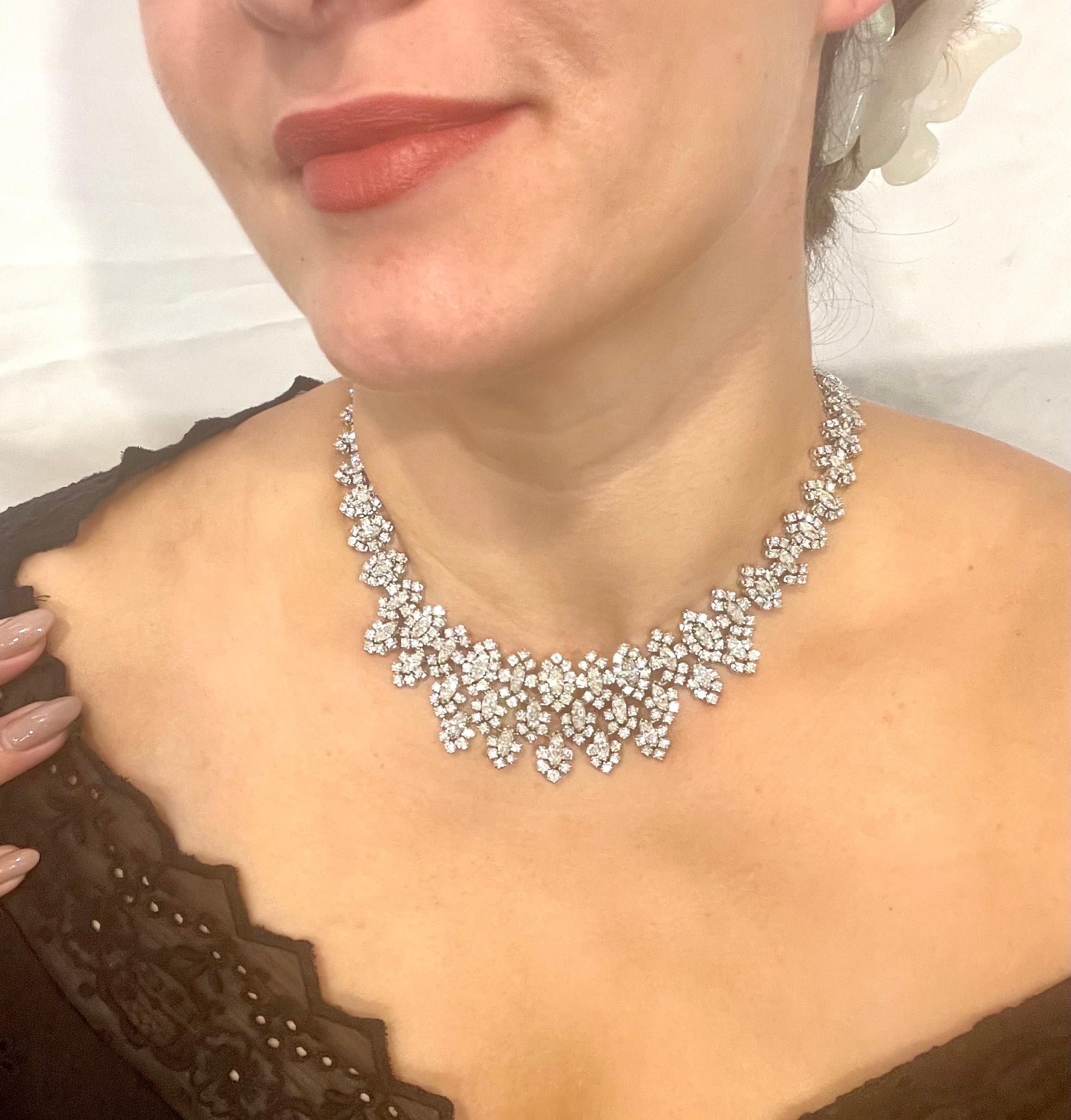 55 Ct Diamond Bridal Necklace 18 Karat White Gold 107 Gm, Estate For Sale 11