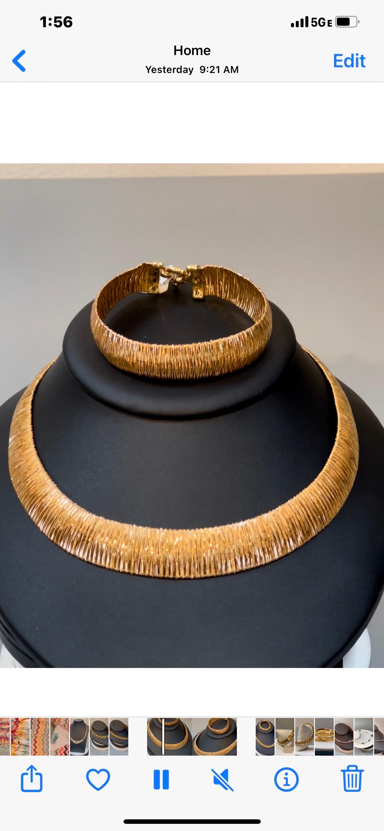 Solid 18Kt Yellow Gold Cleopatra Collar Bib Necklace Choker & Bracelet 68gm  For Sale 12