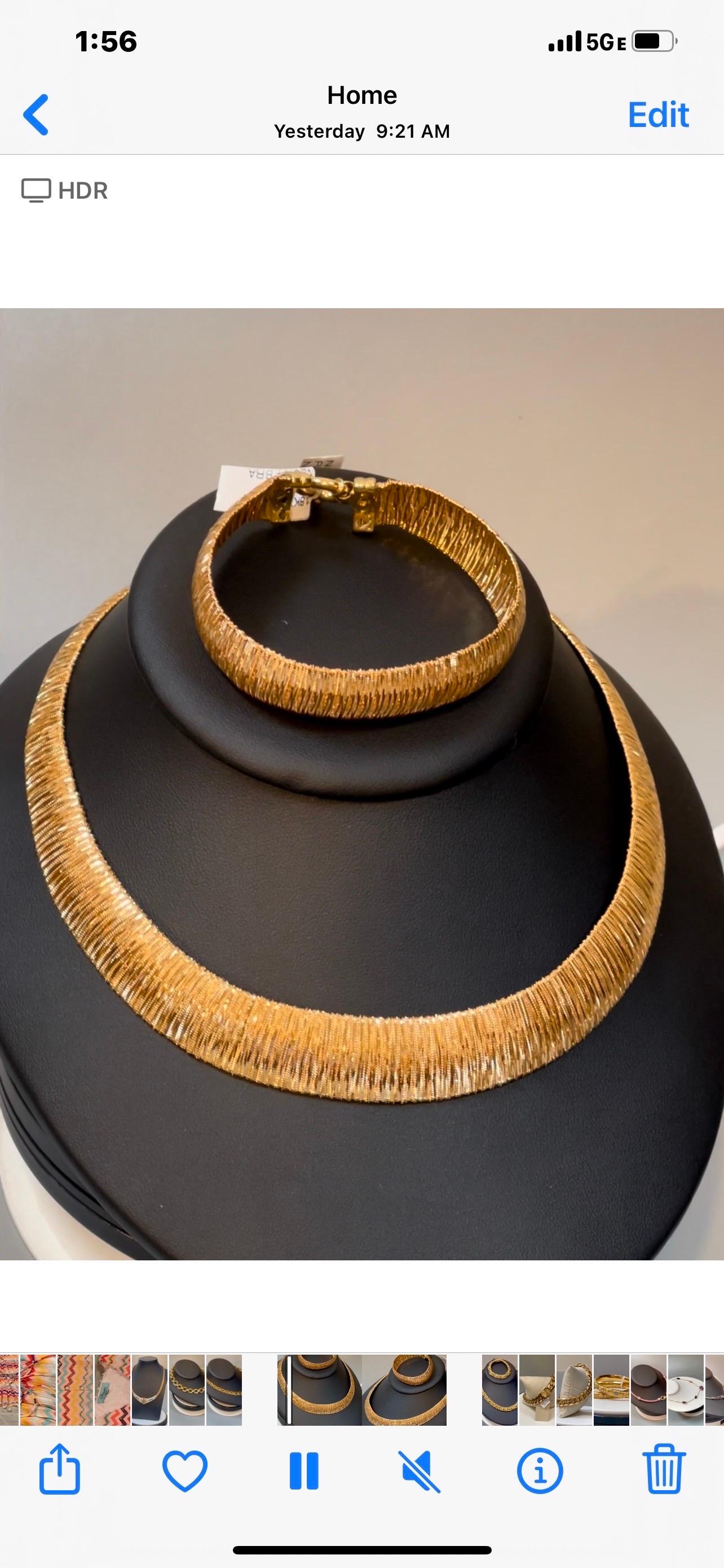 Solid 18Kt Yellow Gold Cleopatra Collar Bib Necklace Choker & Bracelet 68gm  For Sale 13