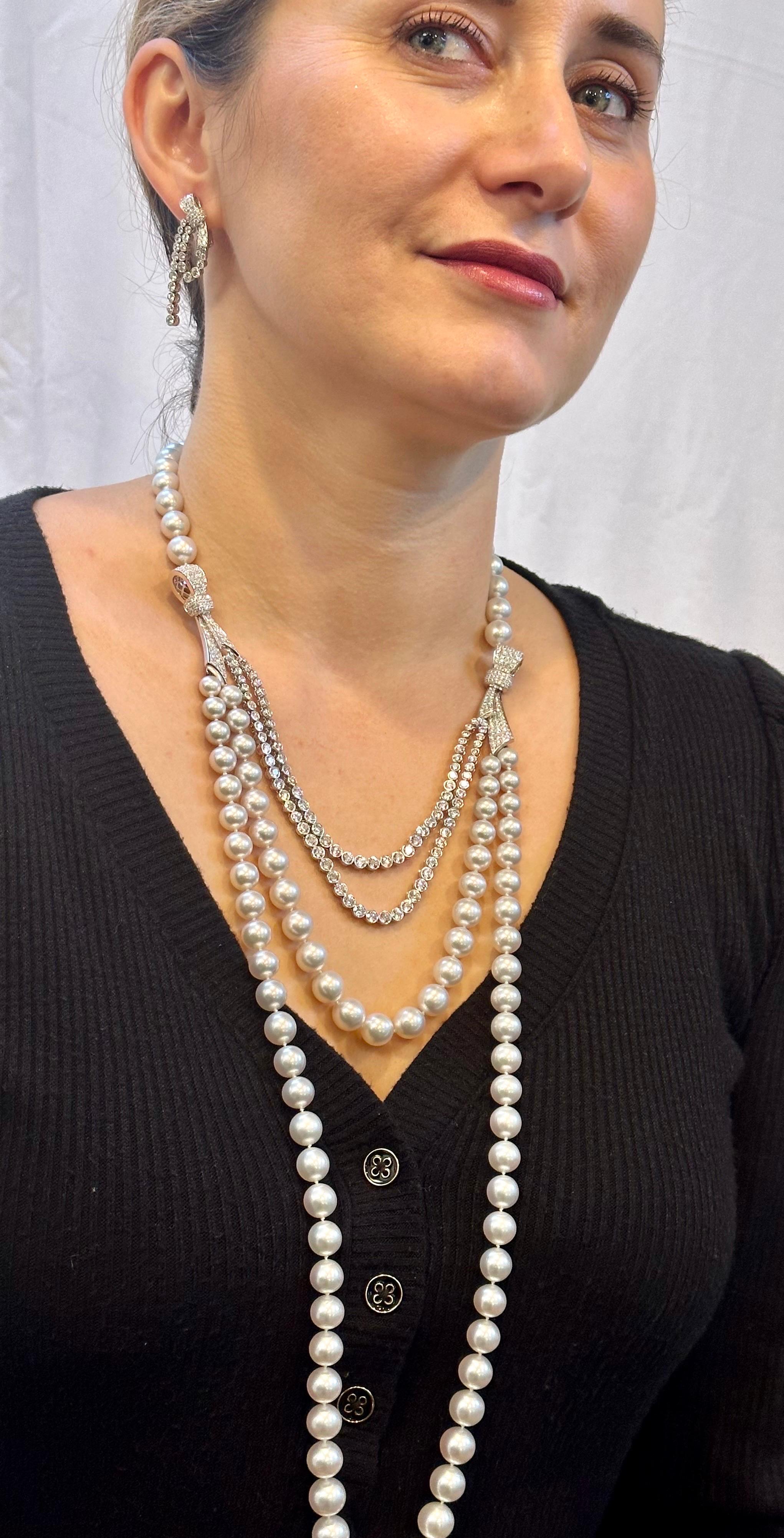 Piaget Paris Diamond & South Sea Pearl Suite Necklace, Earring Watch & Ring 18K For Sale 9