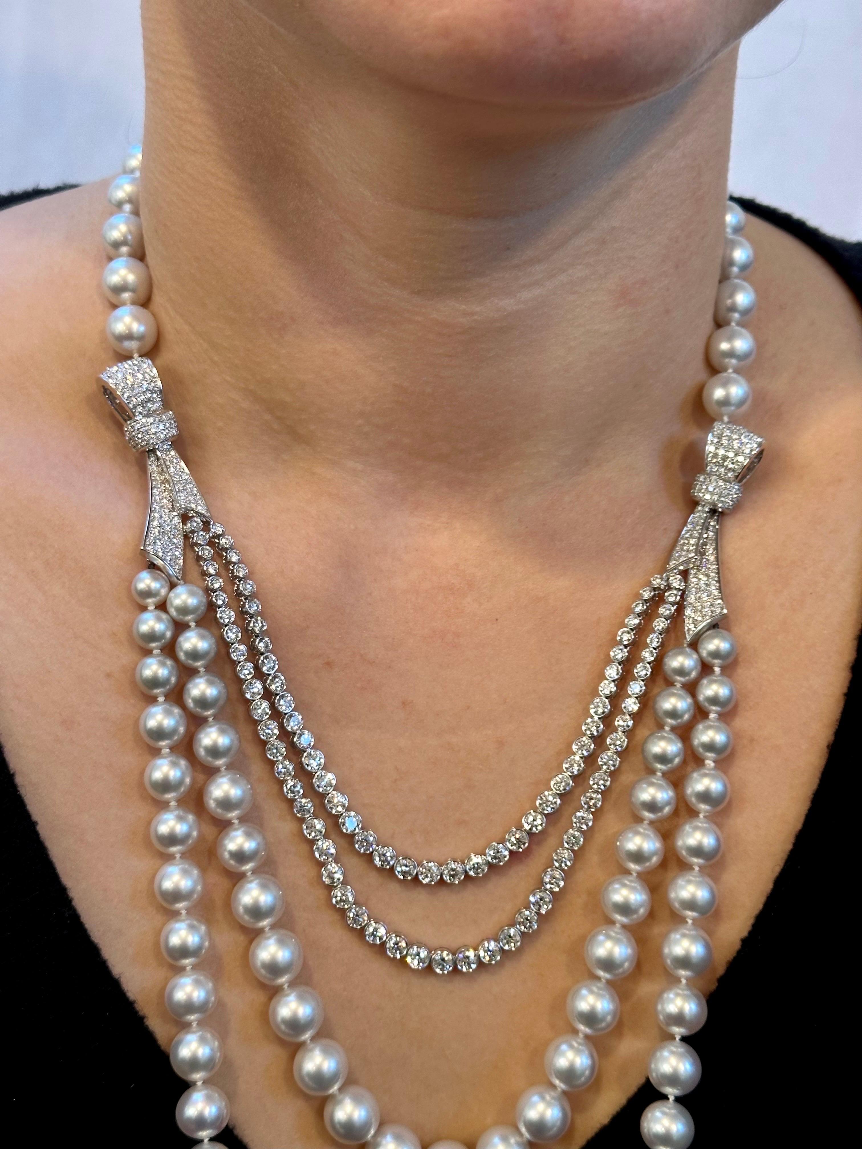 Piaget Paris Diamond & South Sea Pearl Suite Necklace, Earring Watch & Ring 18K For Sale 10