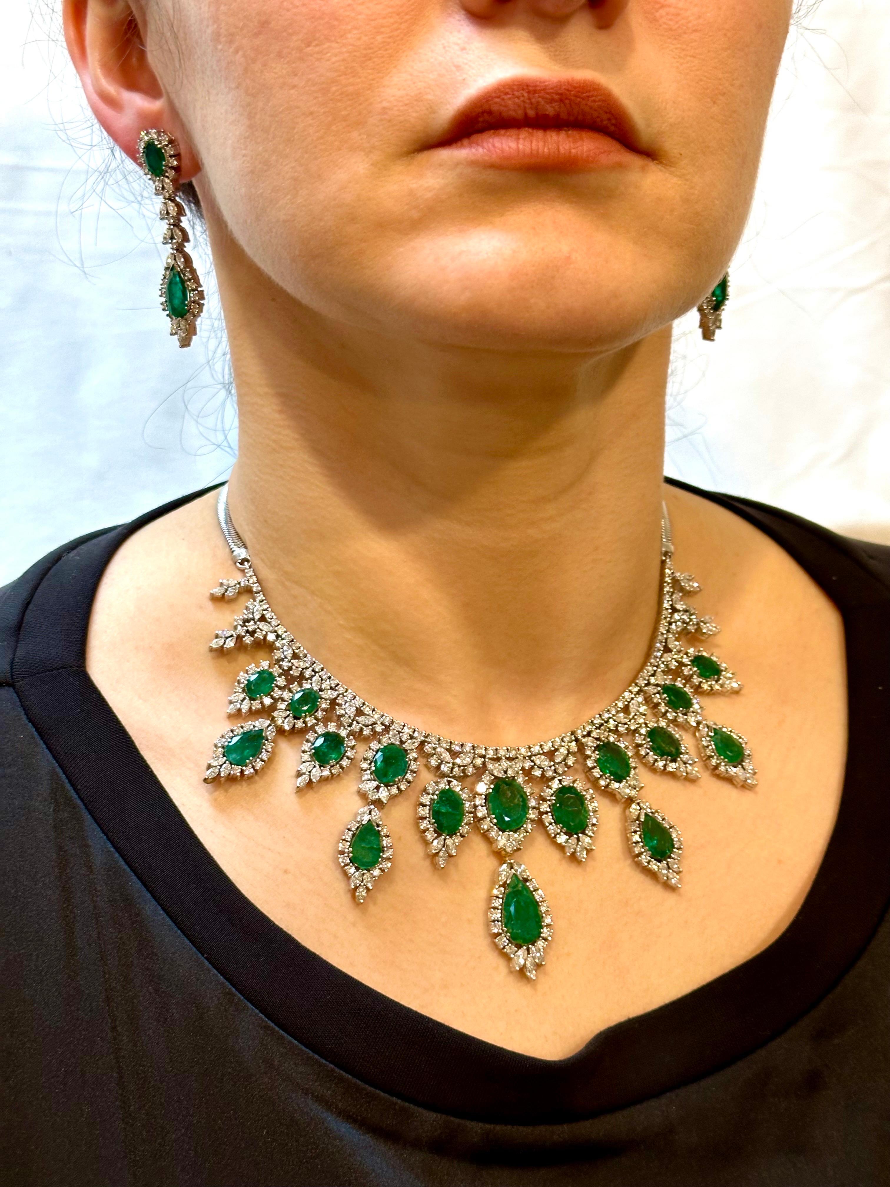 GIA Certified 65 Ct  Emerald and Diamond Necklace and Earring  Bridal  Suite 10