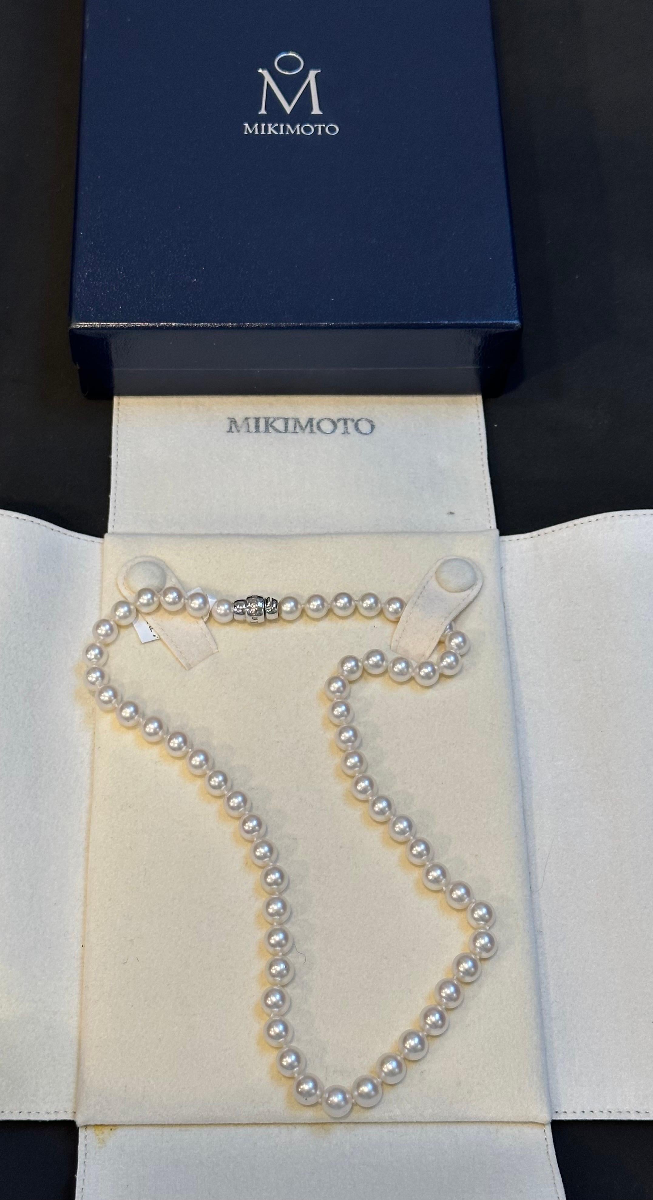 Vintage Mikimoto 18 Karat White Gold Blue Lagoon Pearl Strand Necklace 4