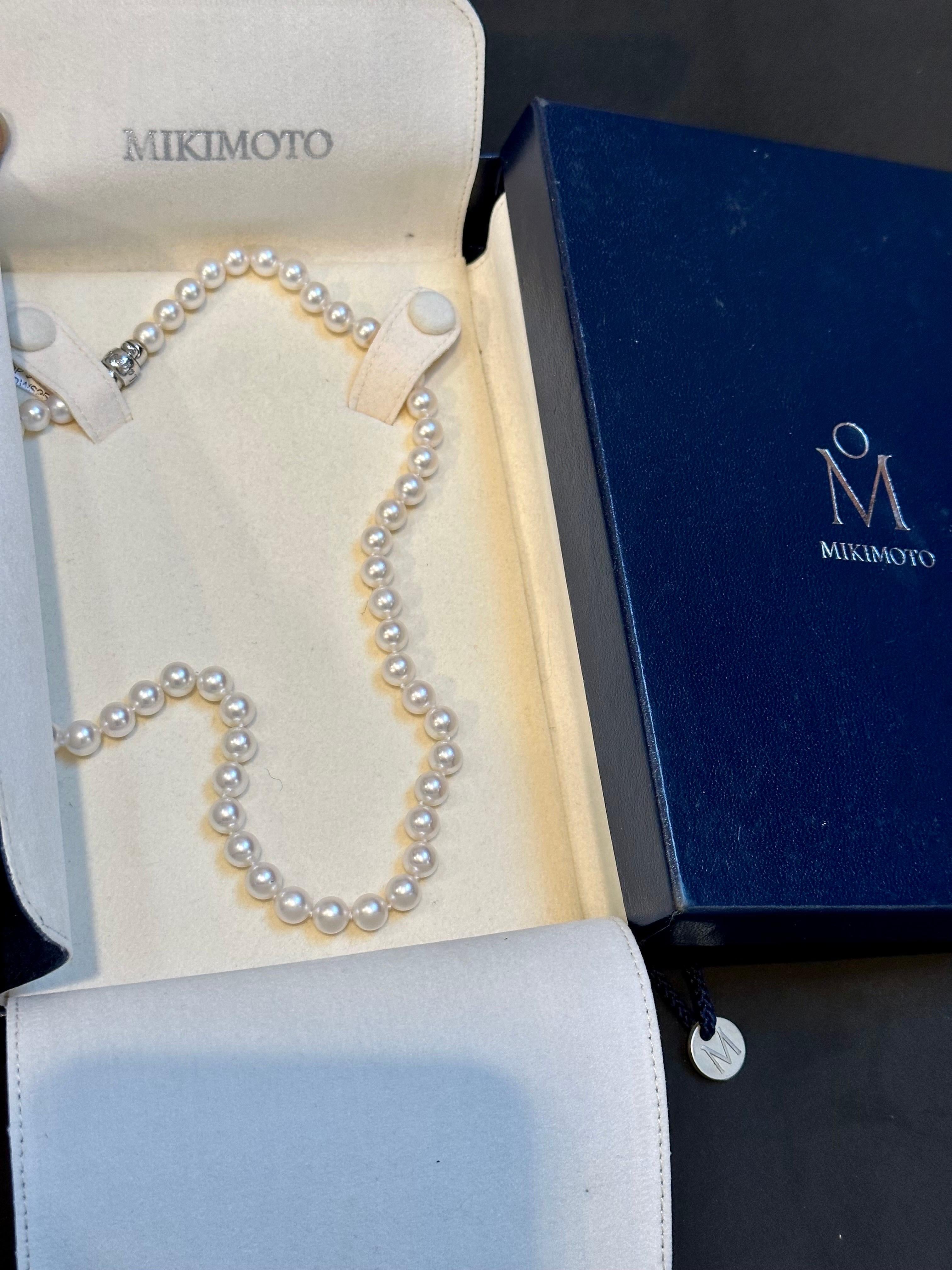 Vintage Mikimoto 18 Karat White Gold Blue Lagoon Pearl Strand Necklace 3