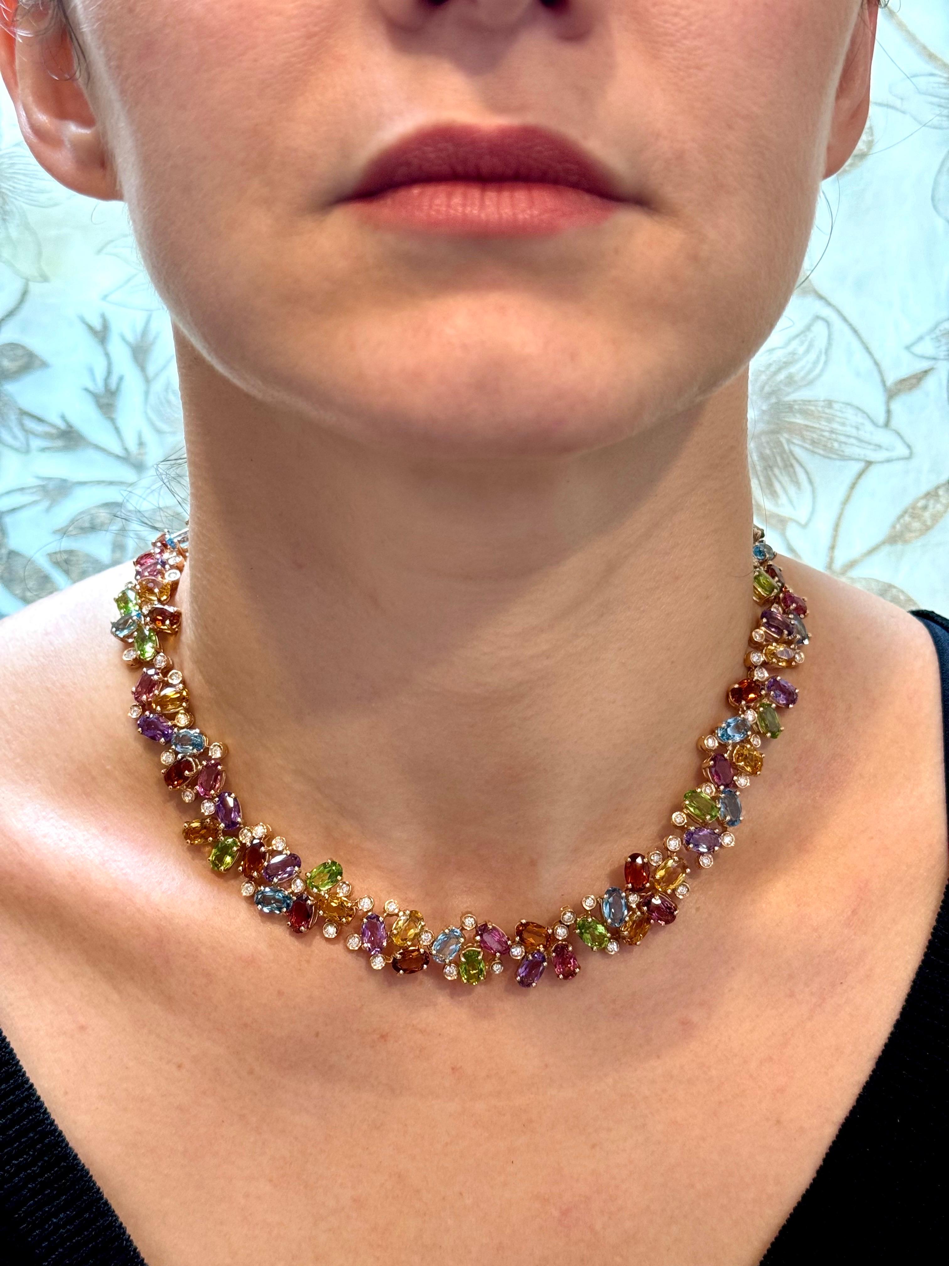 Collana Rainbow con diamanti e gemme multicolore di H. Stern, oro giallo 18 carati 89g in vendita 7