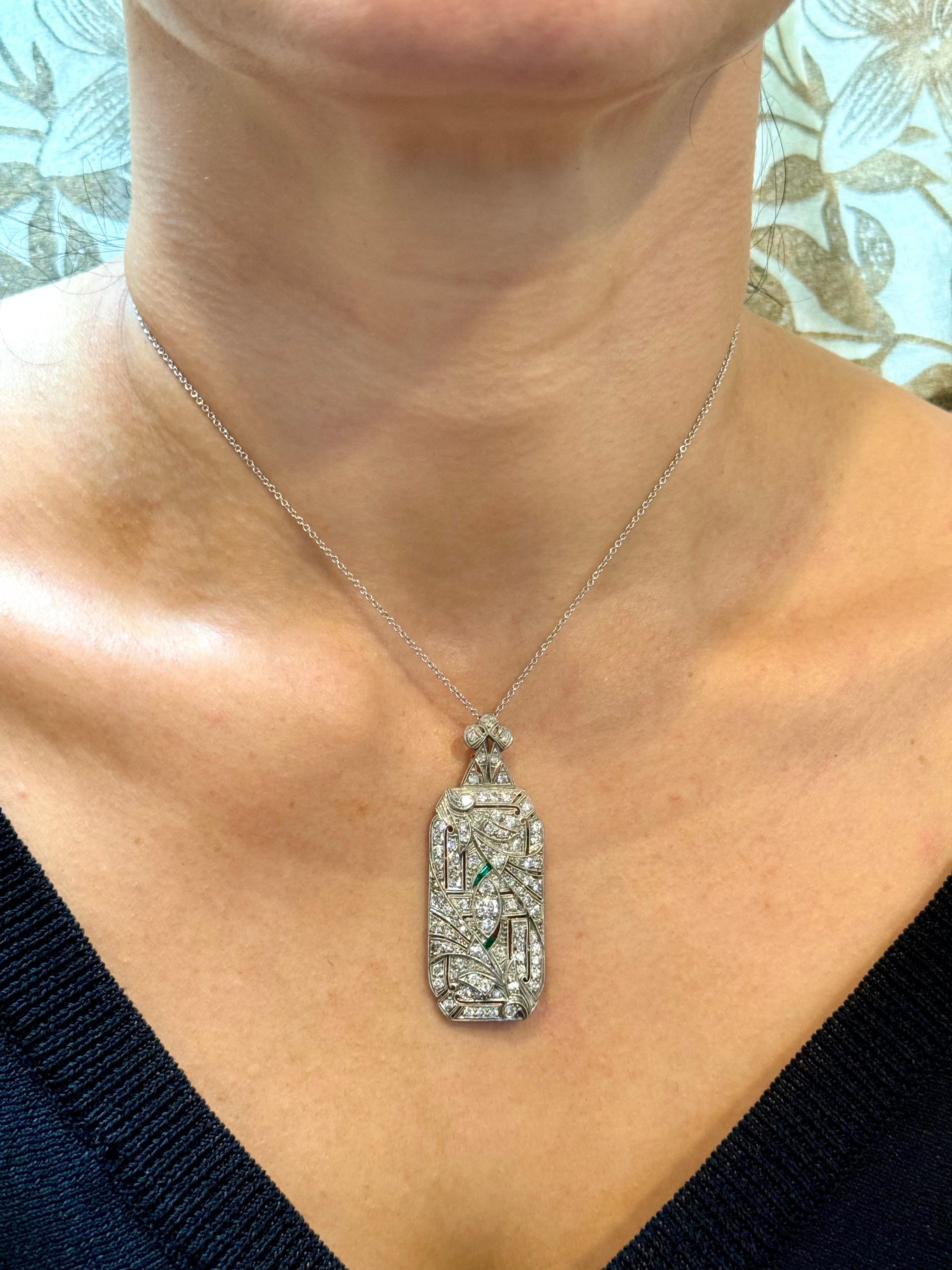 Estate Art Deco 5 Ct Diamond  Platino 10 Gm Pin / Broach /Pendant VS Qualità in vendita 6