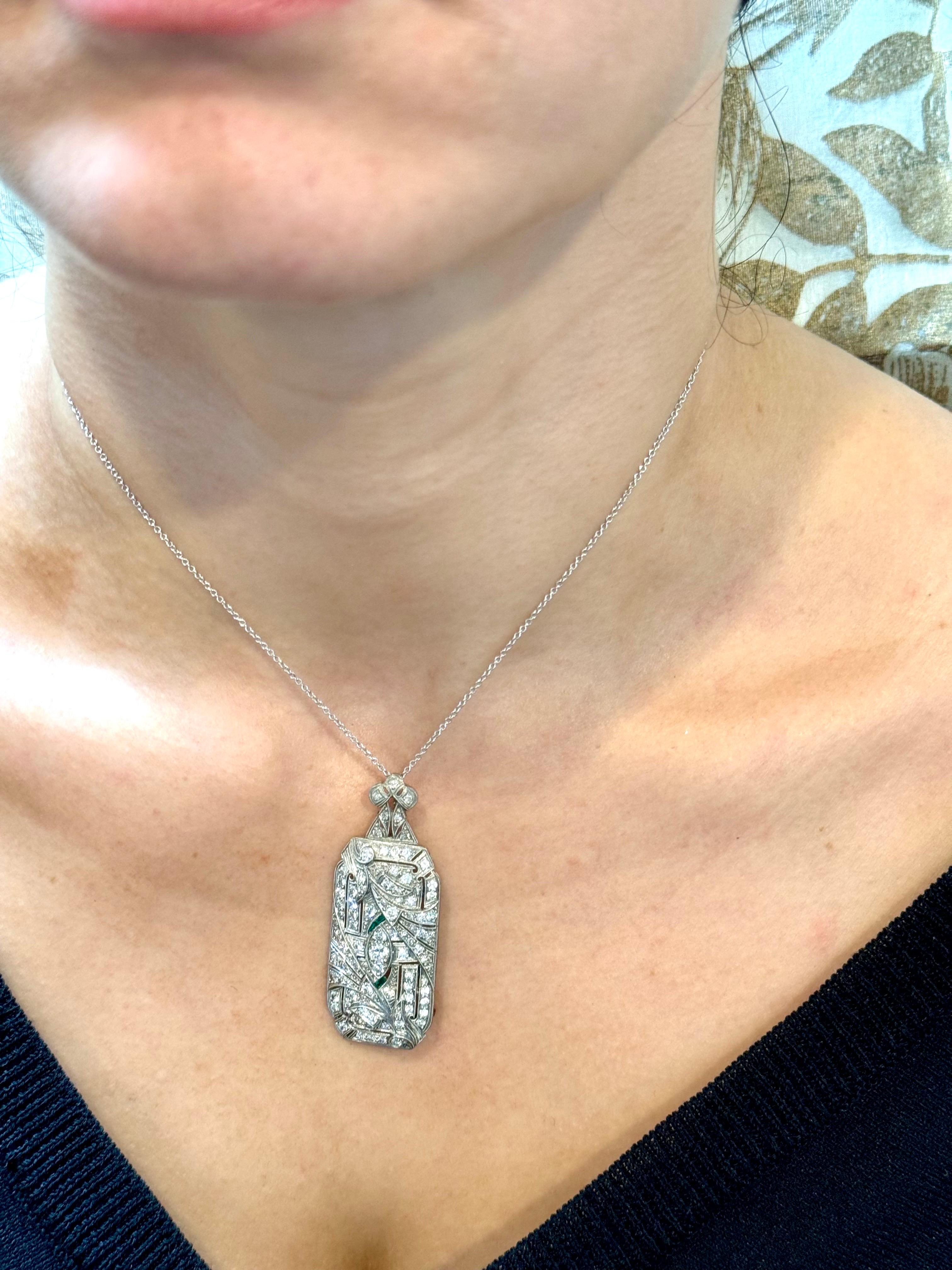 Estate Art Deco 5 Ct Diamond  Platino 10 Gm Pin / Broach /Pendant VS Qualità in vendita 8